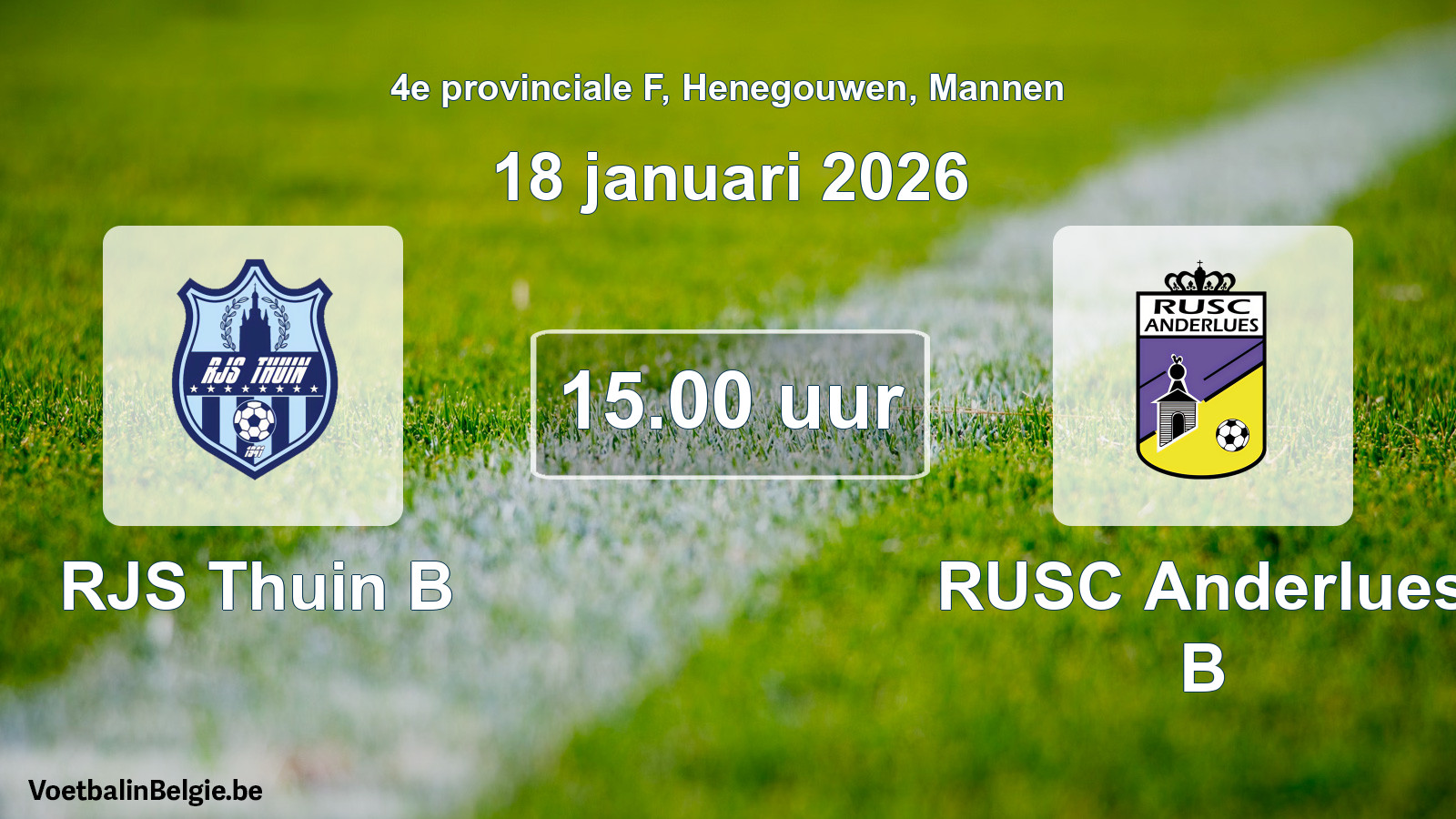 Scheduled match men football: RJS Thuin B - RUSC Anderlues B (18 January 2026)