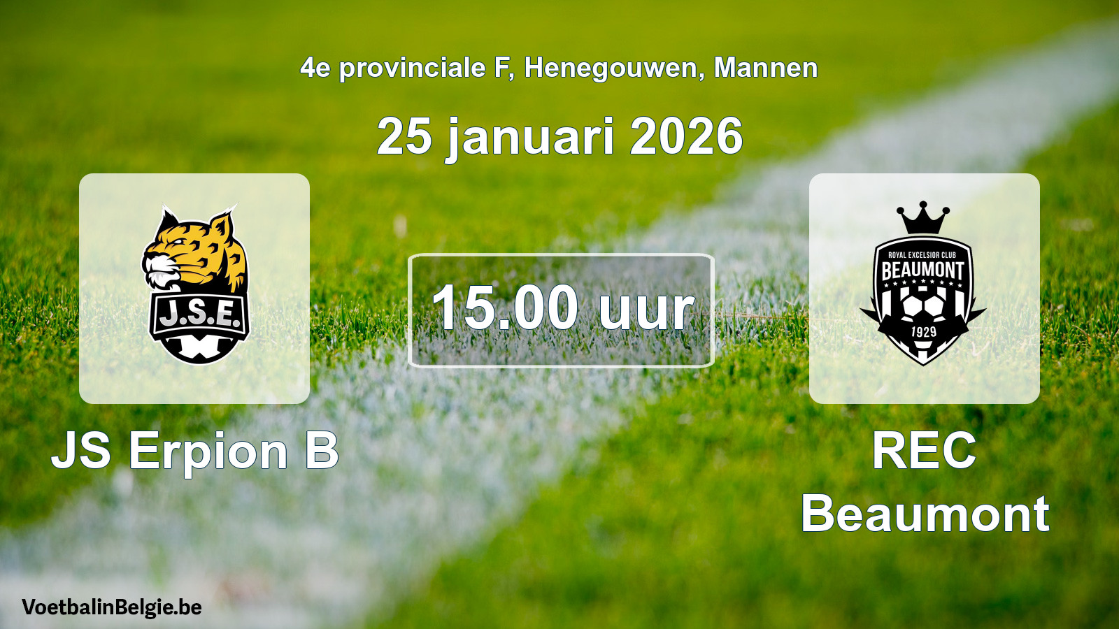 Scheduled match men football: JS Erpion B - REC Beaumont (25 January 2026)