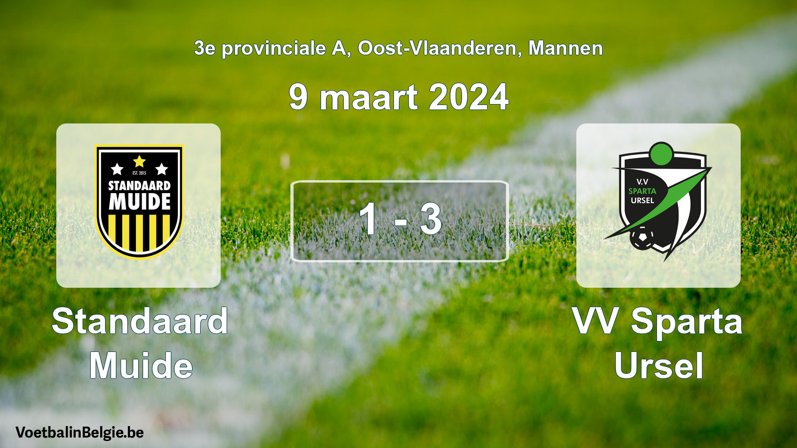 Gespeelde wedstrijd mannenvoetbal: Standaard Muide - VV Sparta Ursel 1 - 3 (9 maart 2024)