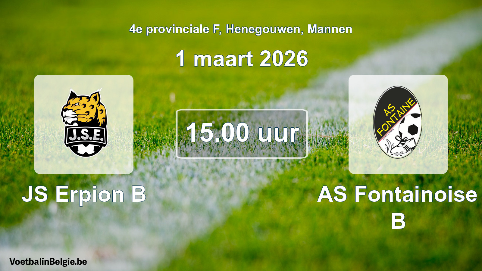 Scheduled match men football: JS Erpion B - AS Fontainoise B (1 March 2026)