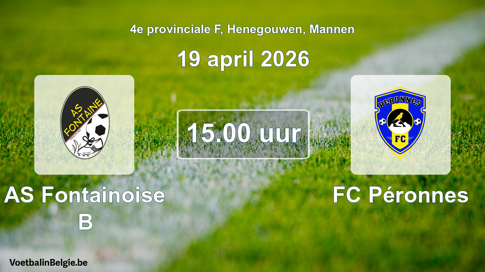 Scheduled match men football: AS Fontainoise B - FC Péronnes (19 April 2026)