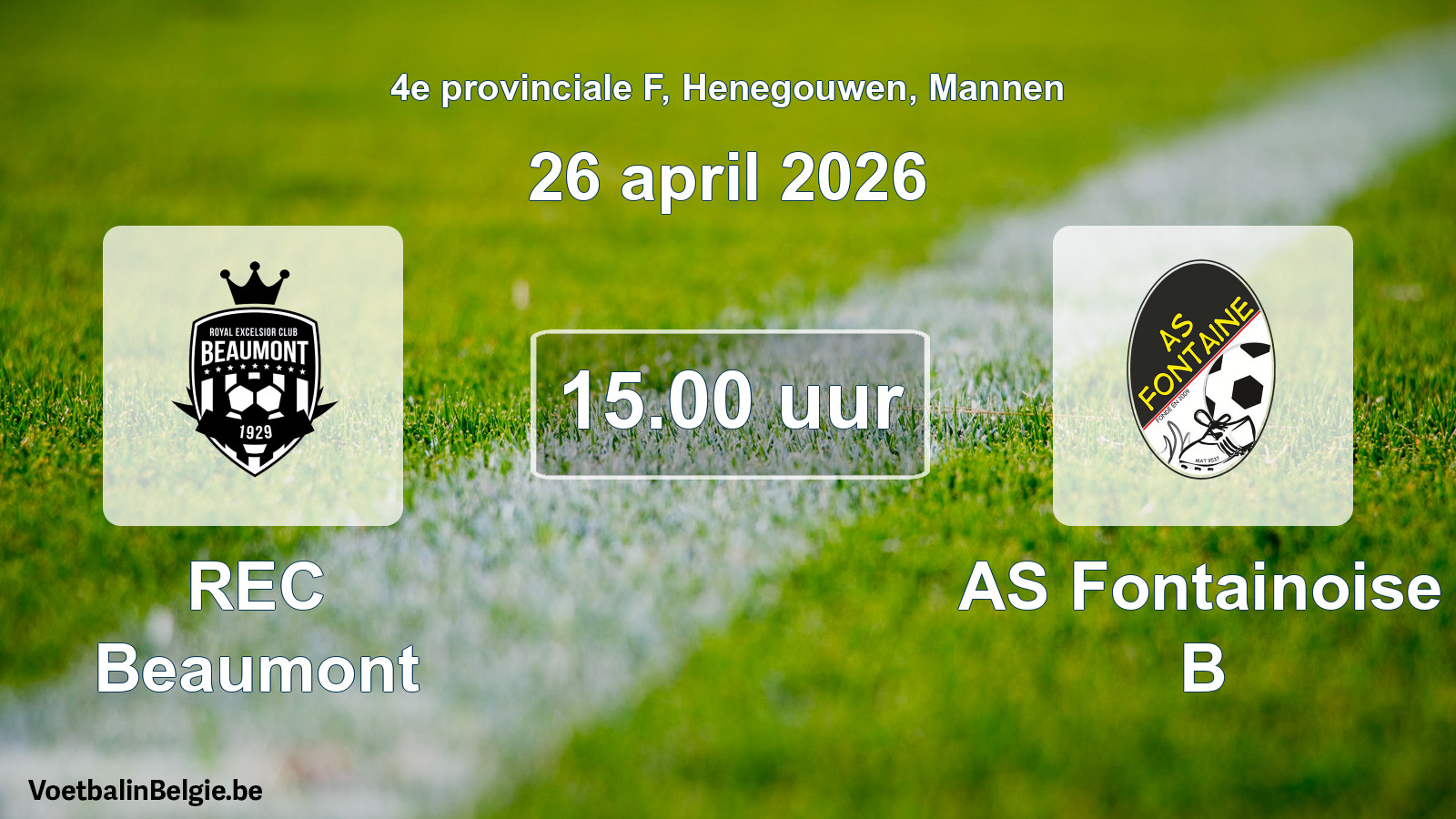 Scheduled match men football: REC Beaumont - AS Fontainoise B (26 April 2026)