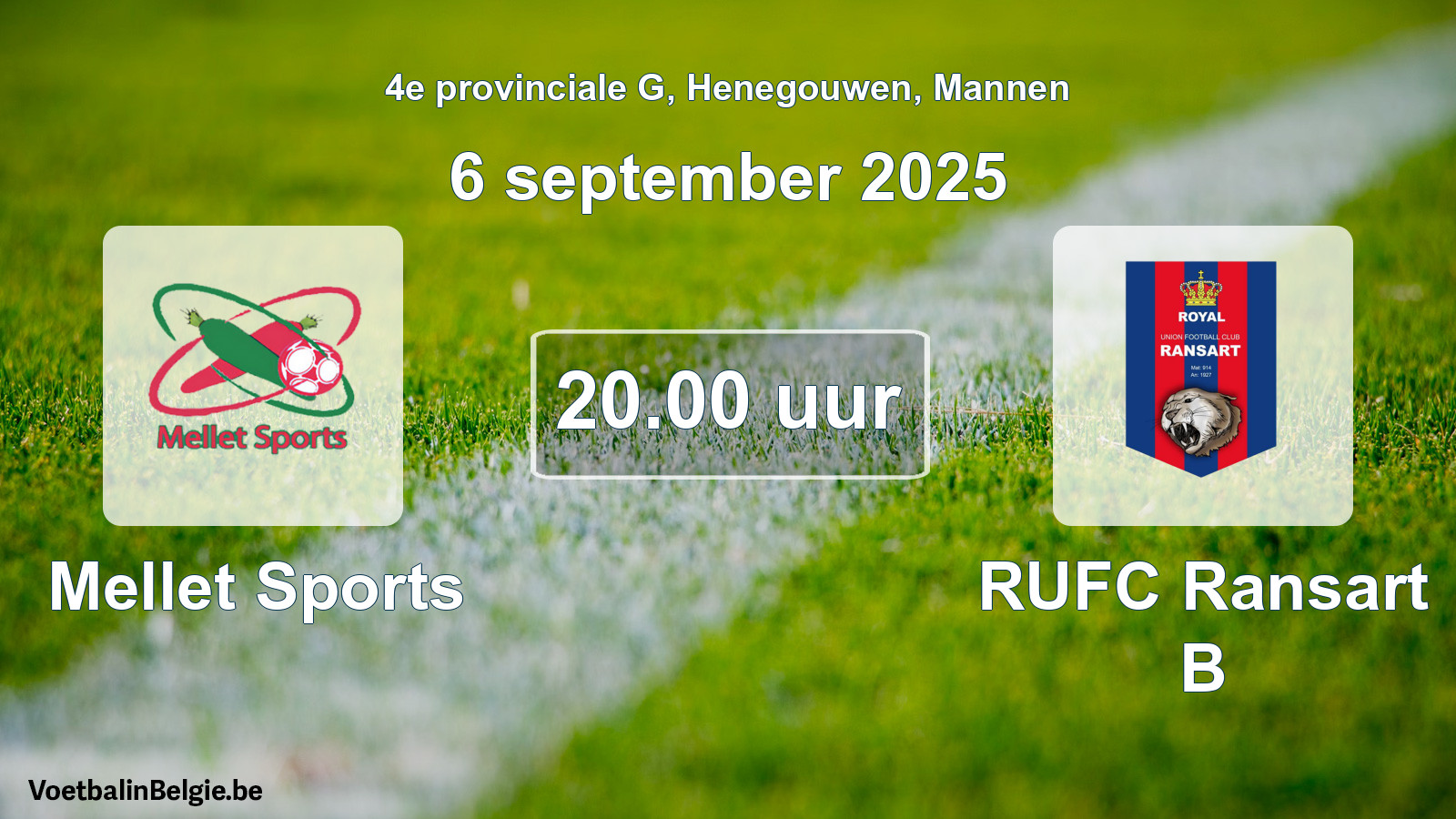 Geplantes Spiel männer-Fußball: Mellet Sports - RUFC Ransart B (6 September 2025)