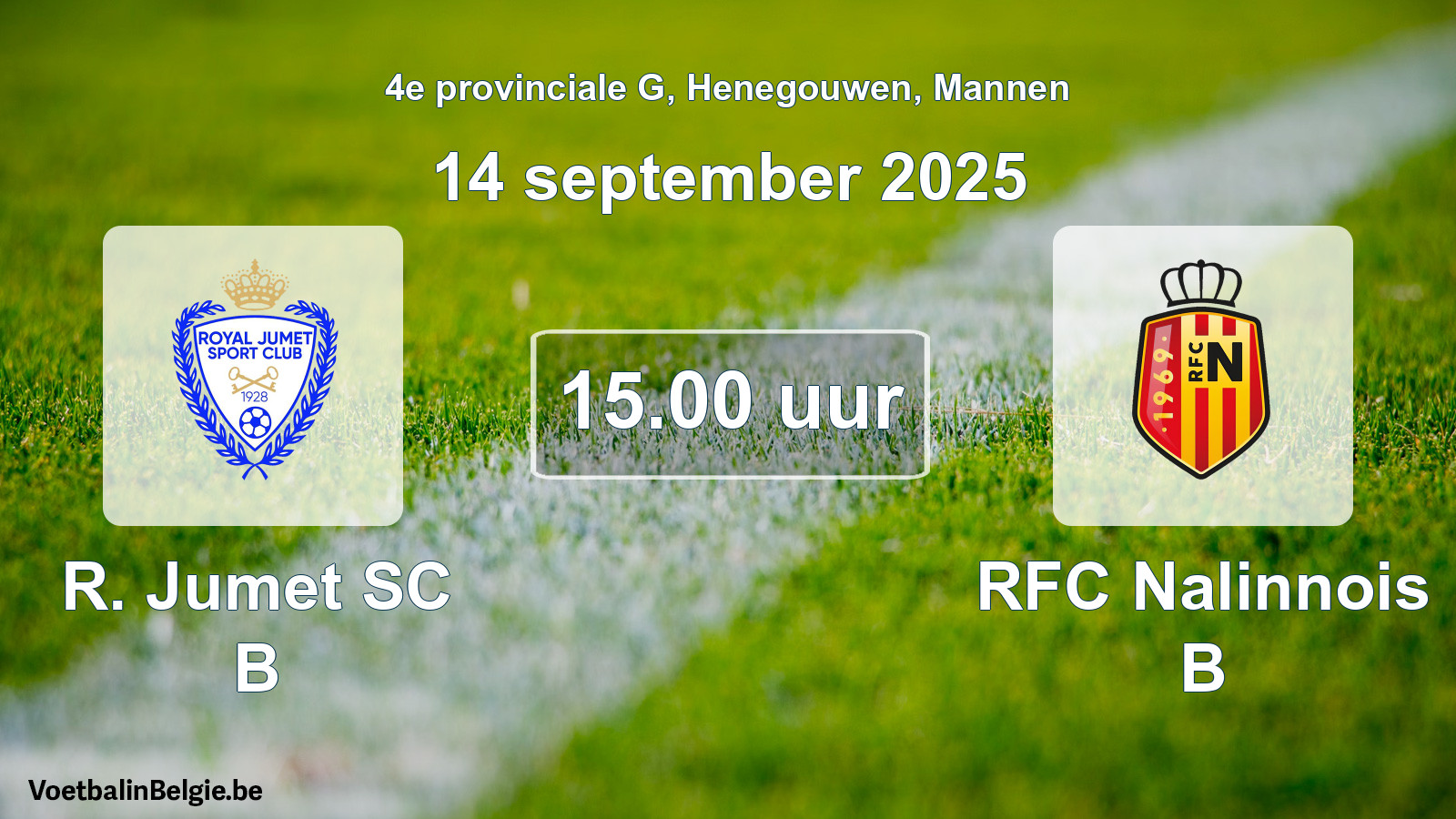 Scheduled match men football: R. Jumet SC B - RFC Nalinnois B (14 September 2025)