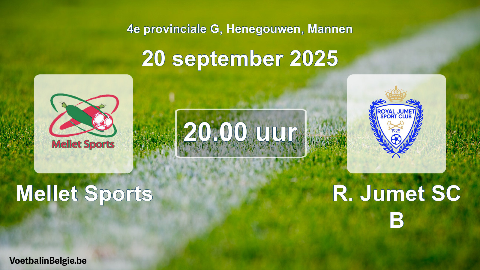 Scheduled match men football: Mellet Sports - R. Jumet SC B (20 September 2025)