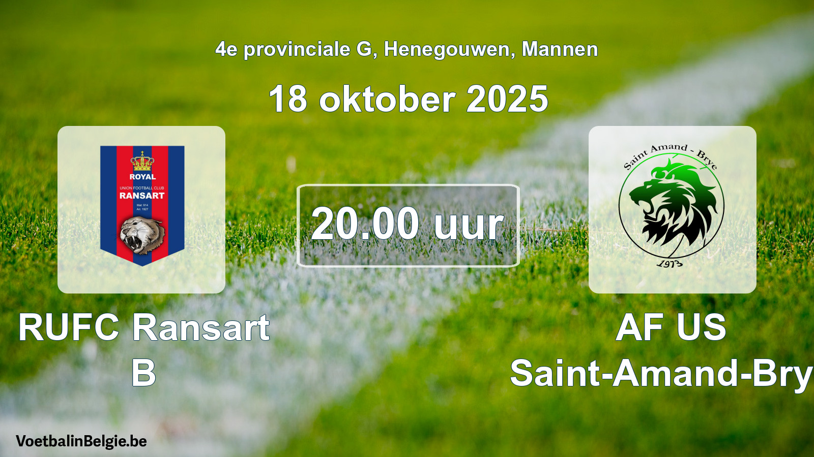 Scheduled match men football: RUFC Ransart B - AF US Saint-Amand-Brye (18 October 2025)