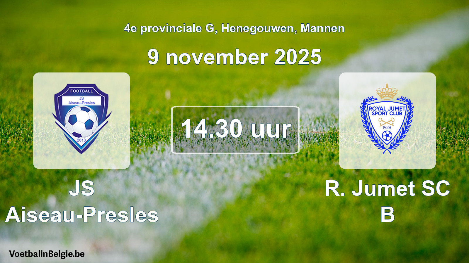 Scheduled match men football: JS Aiseau-Presles - R. Jumet SC B (9 November 2025)