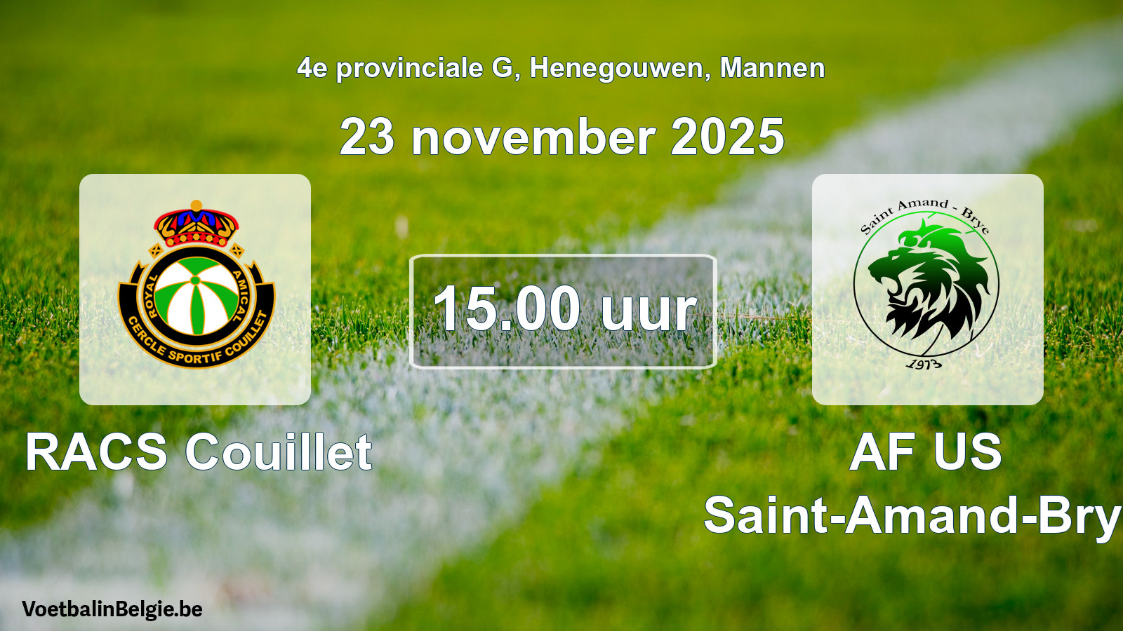 Geplande wedstrijd mannenvoetbal: RACS Couillet - AF US Saint-Amand-Brye (23 november 2025)