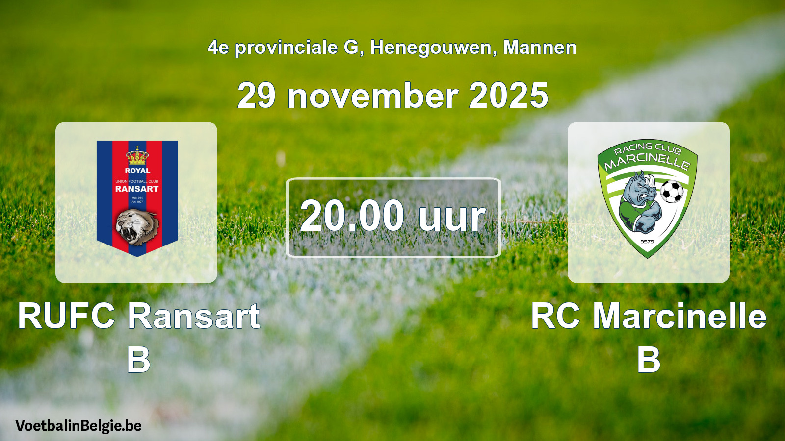 Scheduled match men football: RUFC Ransart B - RC Marcinelle B (29 November 2025)