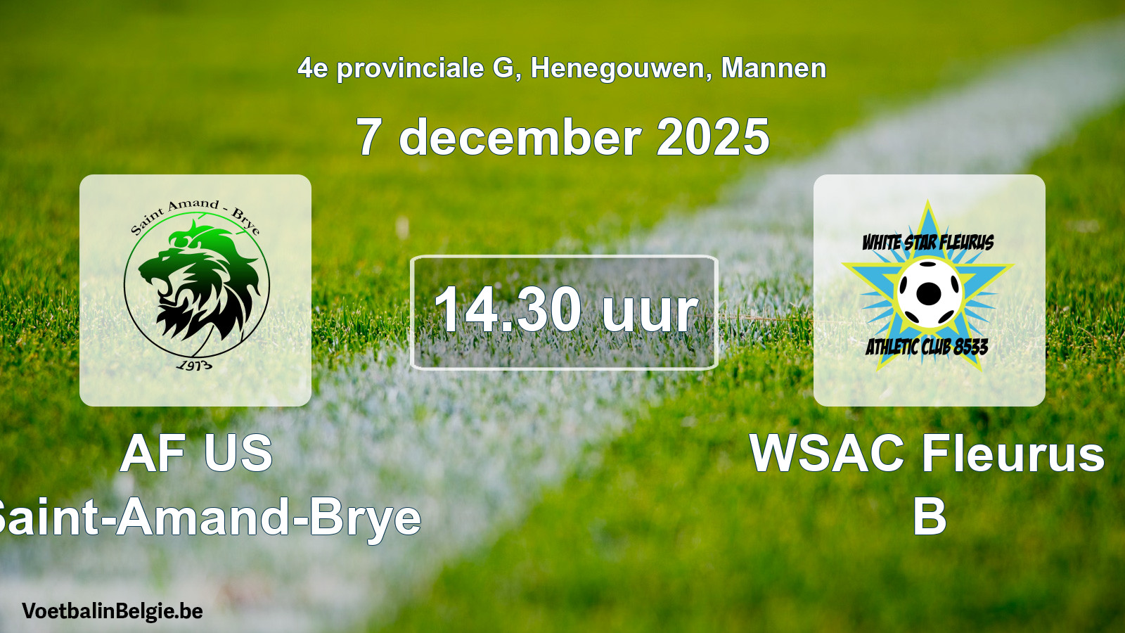 Scheduled match men football: AF US Saint-Amand-Brye - WSAC Fleurus B (7 December 2025)