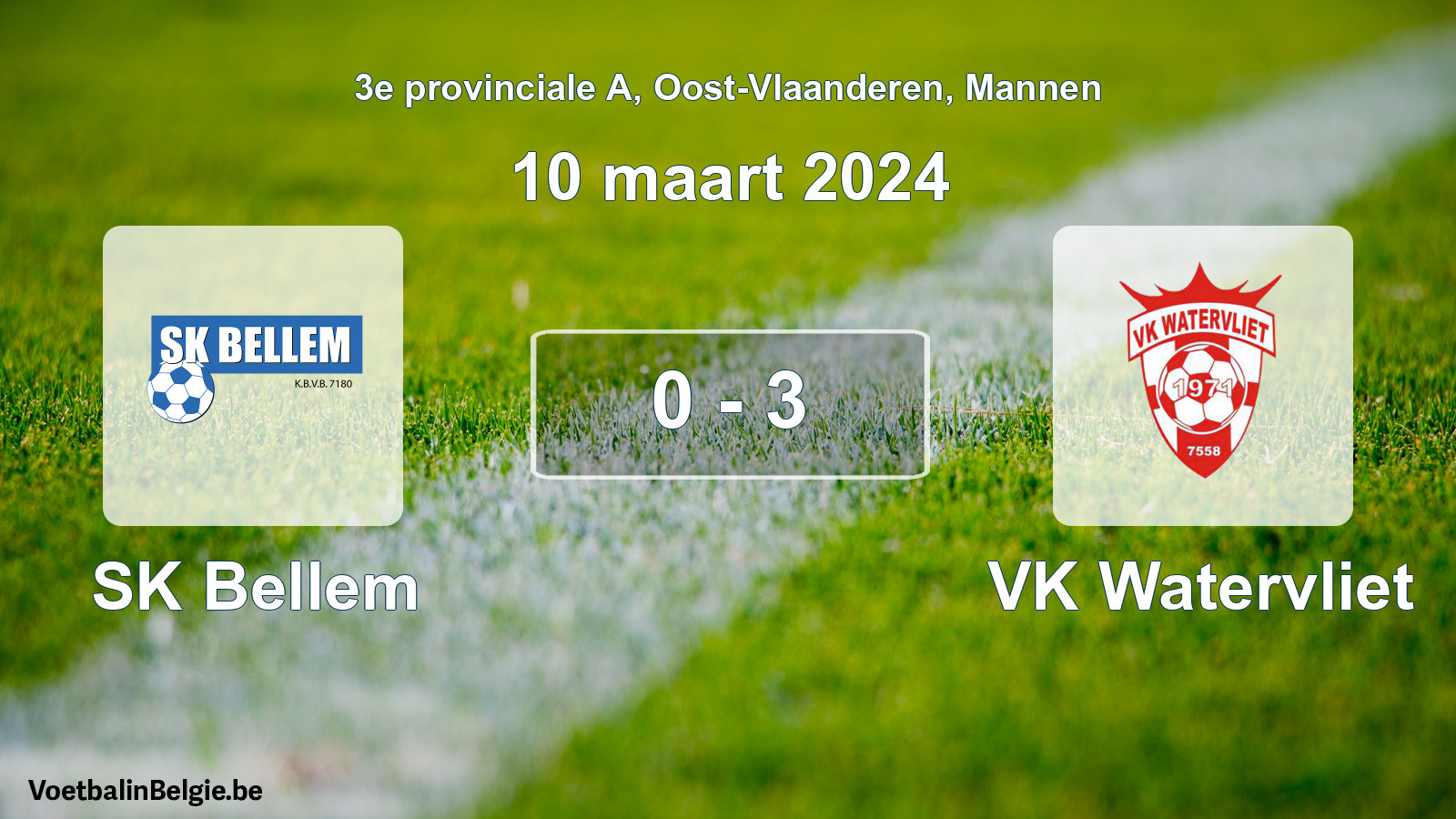 Gespeelde wedstrijd mannenvoetbal: SK Bellem - VK Watervliet 0 - 3 (10 maart 2024)