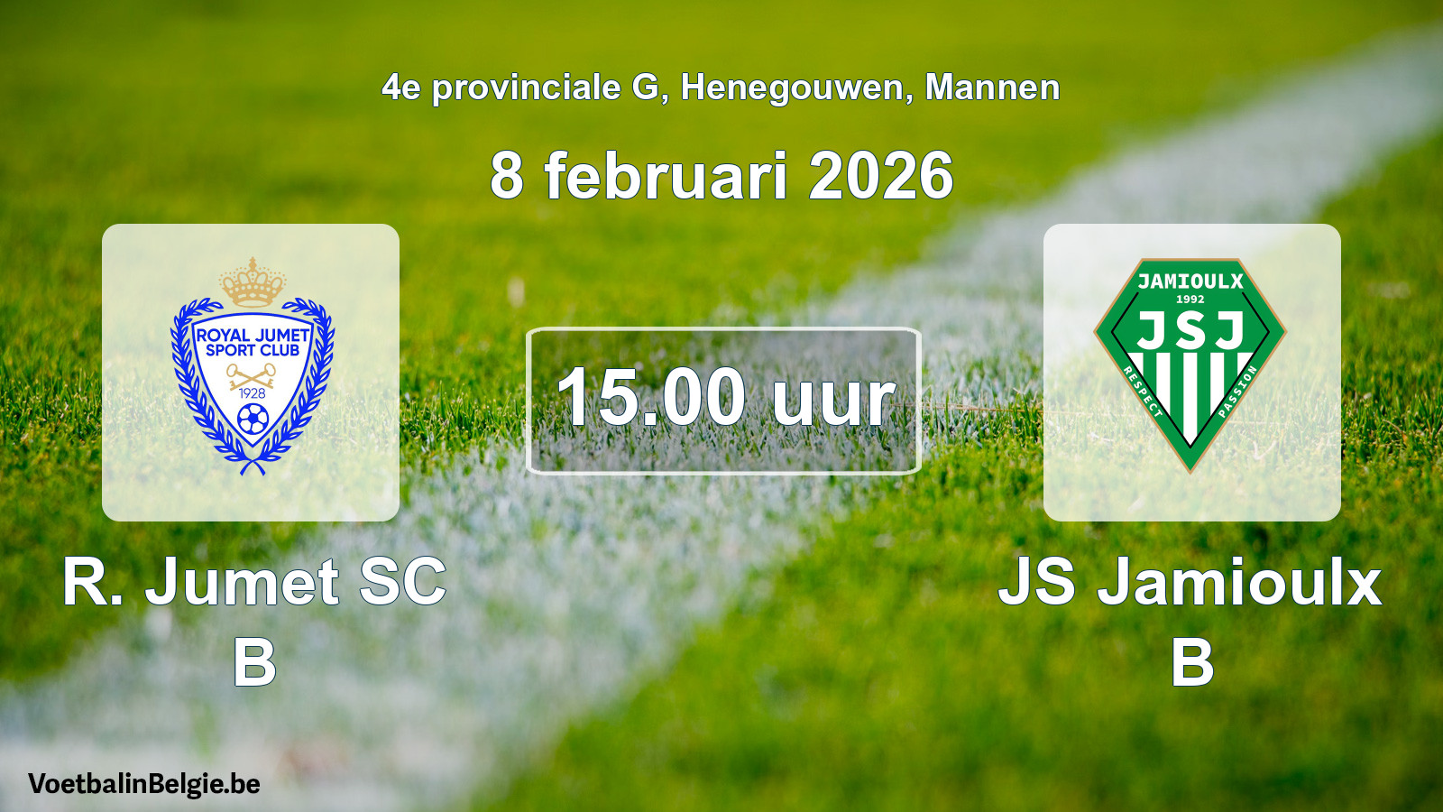 Scheduled match men football: R. Jumet SC B - JS Jamioulx B (8 February 2026)