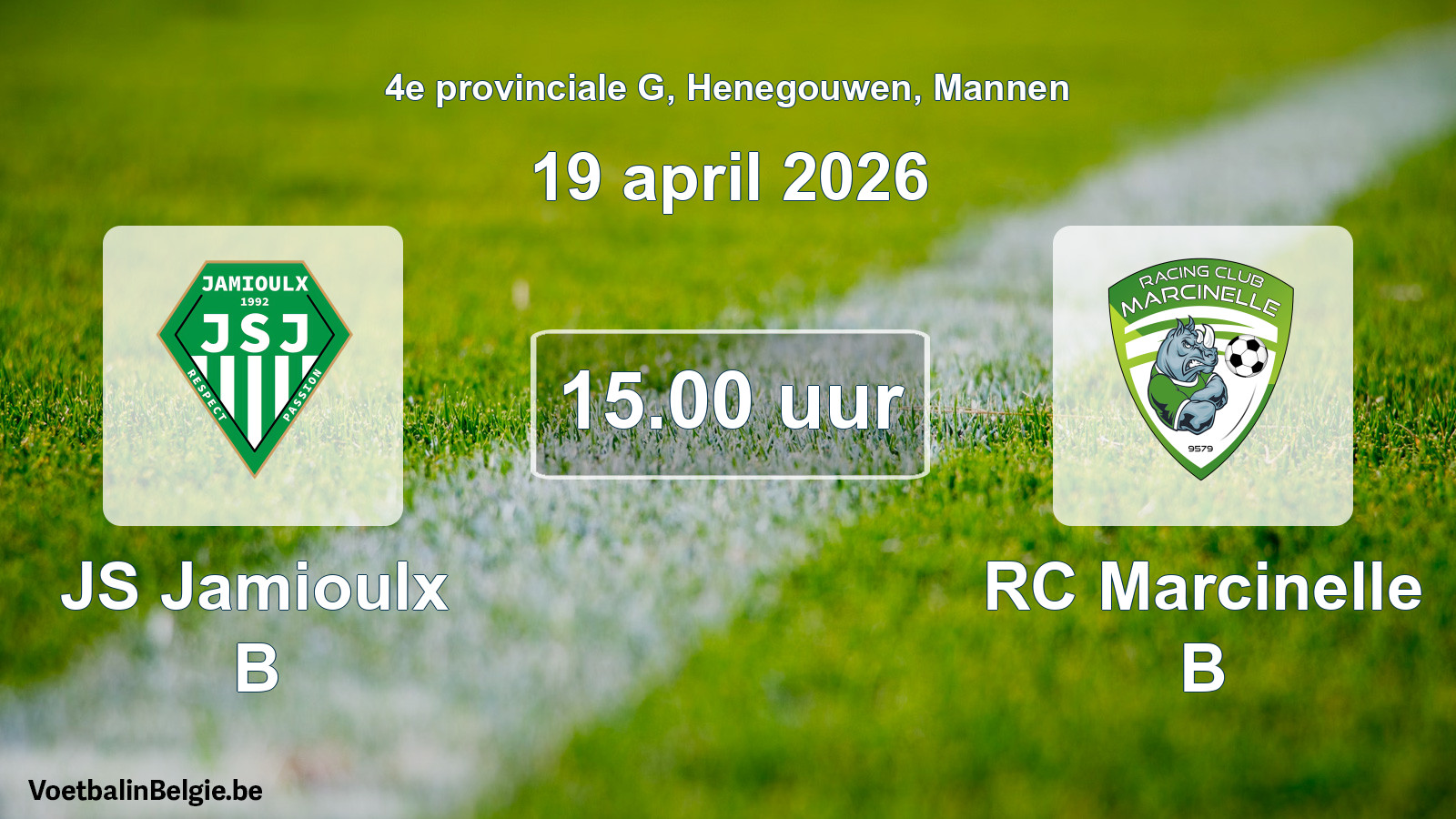 Scheduled match men football: JS Jamioulx B - RC Marcinelle B (19 April 2026)