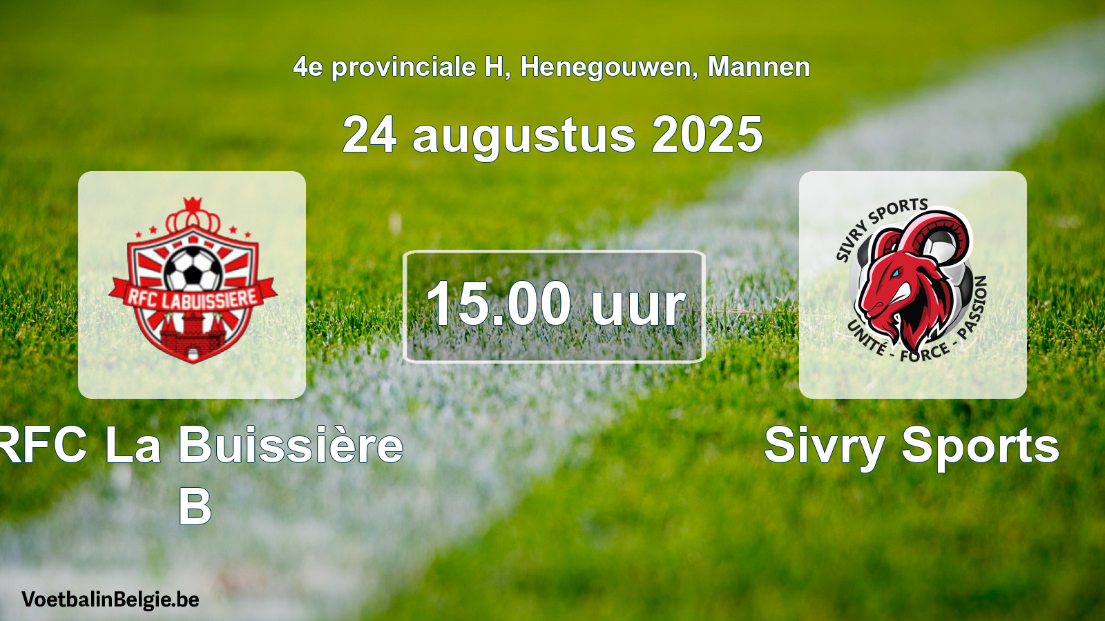 Scheduled match men football: RFC La Buissière B - Sivry Sports (24 August 2025)