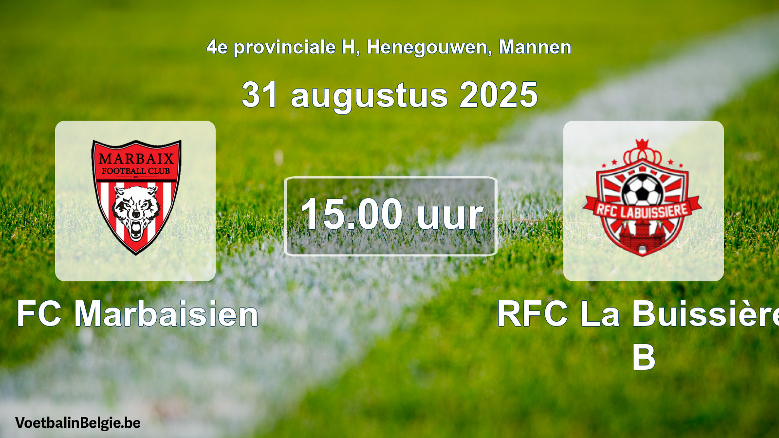 Scheduled match men football: FC Marbaisien - RFC La Buissière B (31 August 2025)