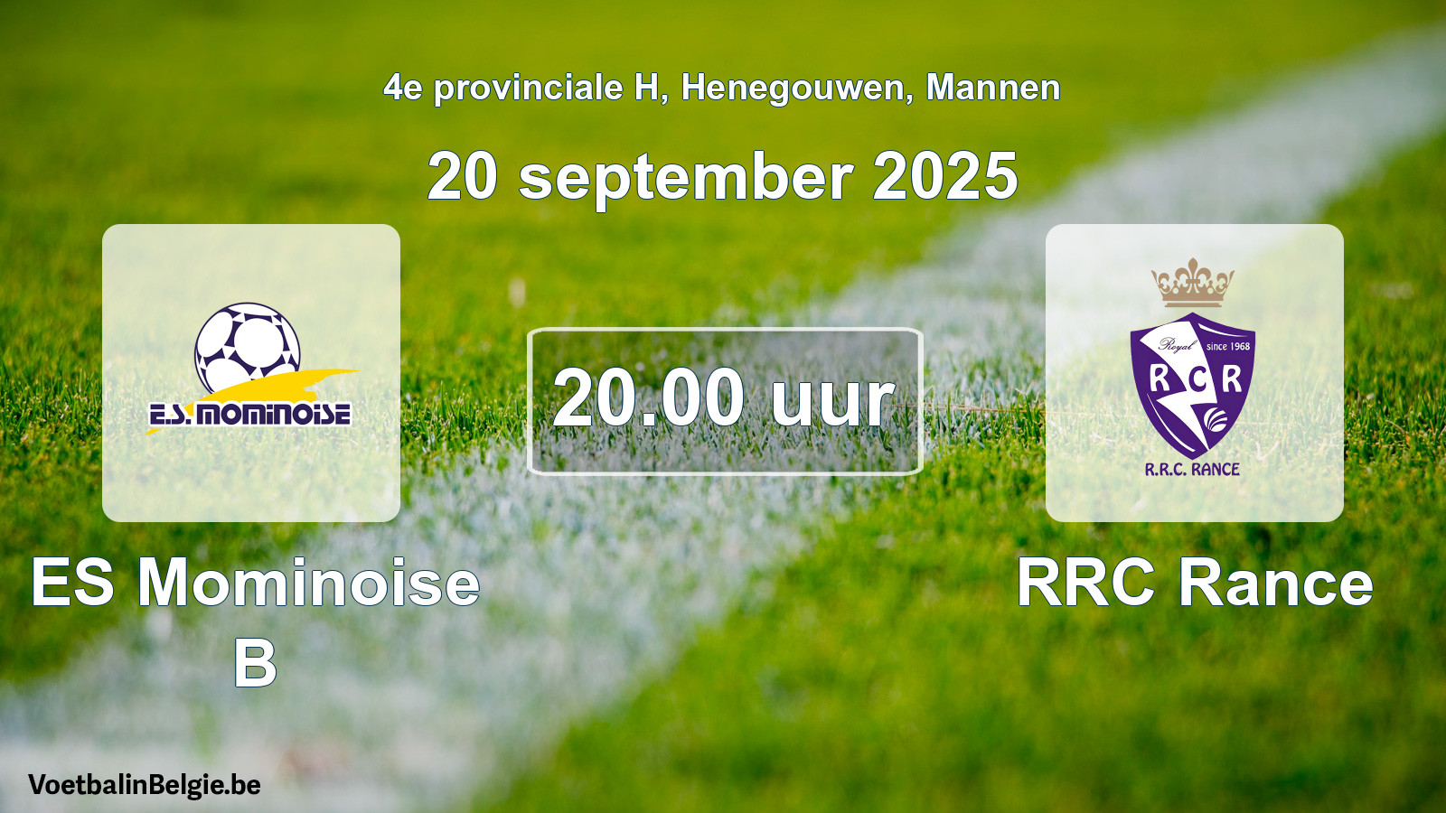 Geplande wedstrijd mannenvoetbal: ES Mominoise B - RRC Rance (20 september 2025)