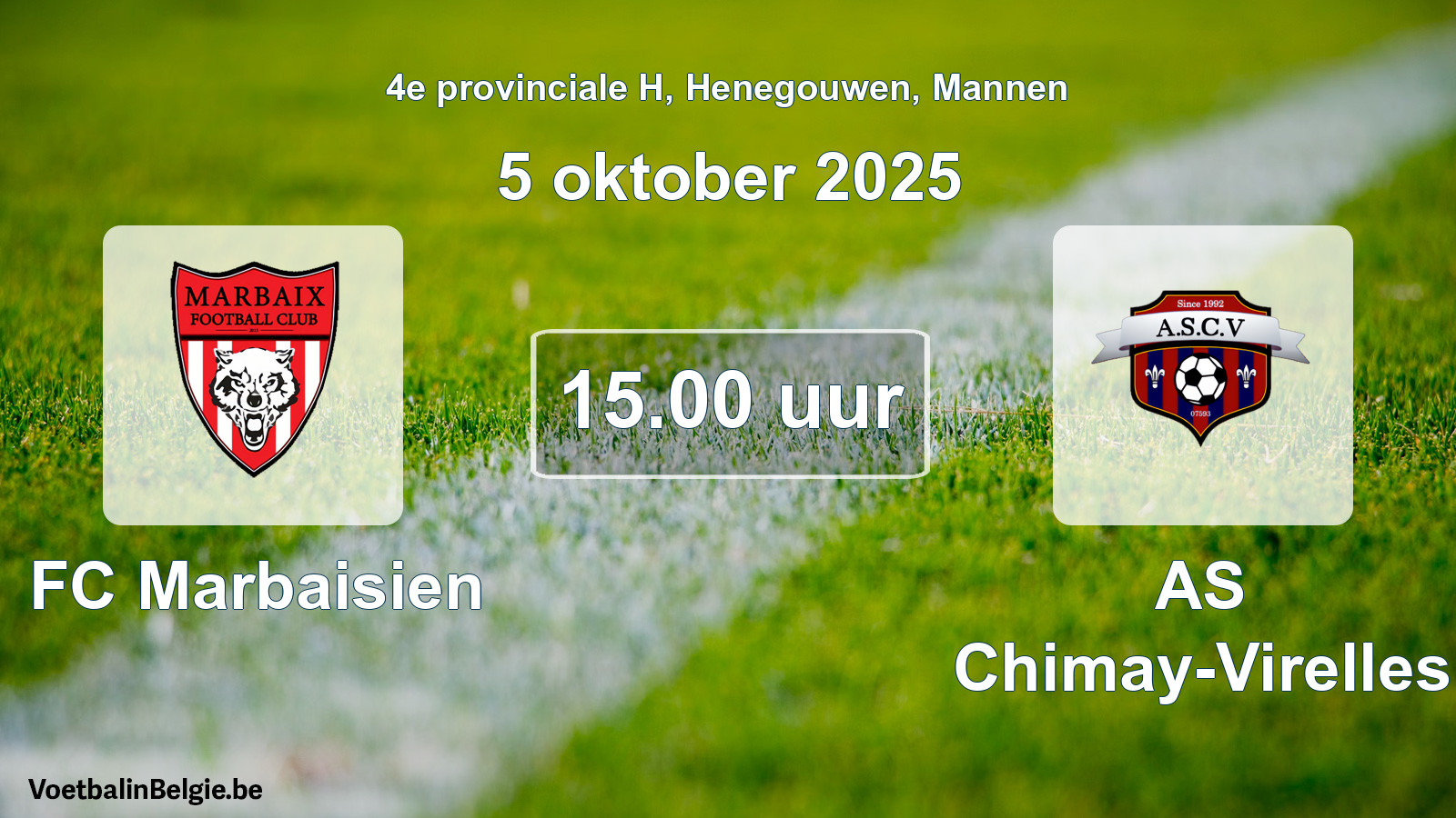 Scheduled match men football: FC Marbaisien - AS Chimay-Virelles (5 October 2025)
