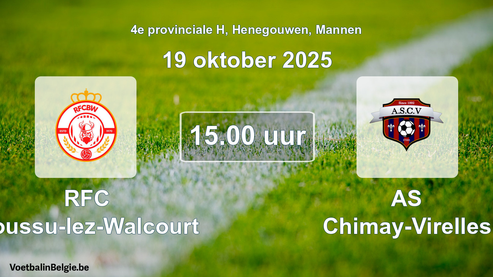 Scheduled match men football: RFC Boussu-lez-Walcourt - AS Chimay-Virelles (19 October 2025)