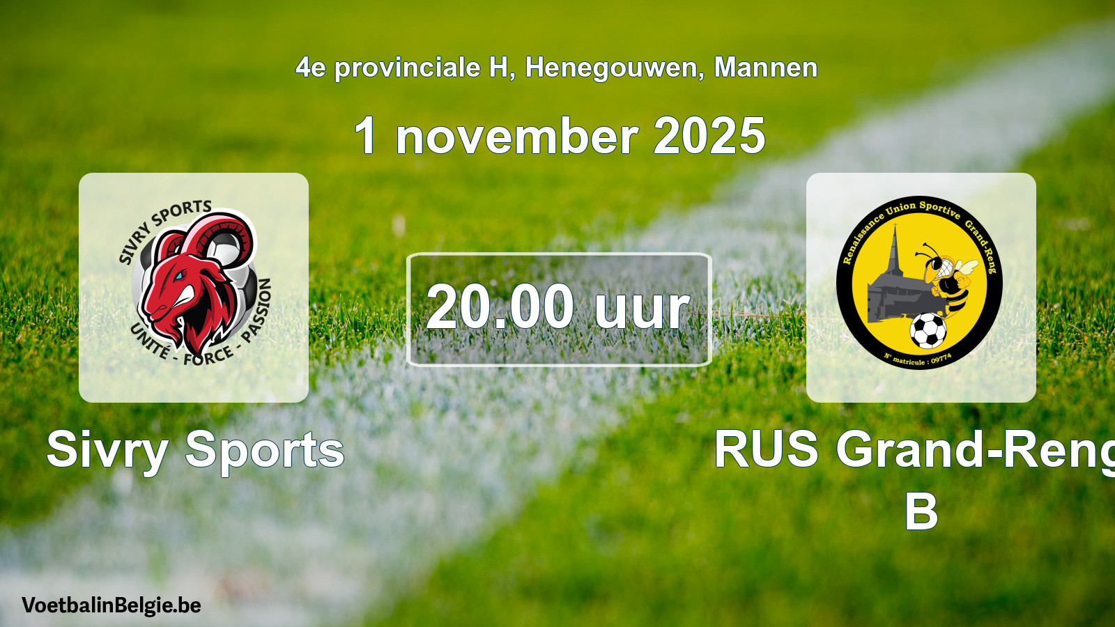 Geplantes Spiel männer-Fußball: Sivry Sports - RUS Grand-Reng B (1 November 2025)