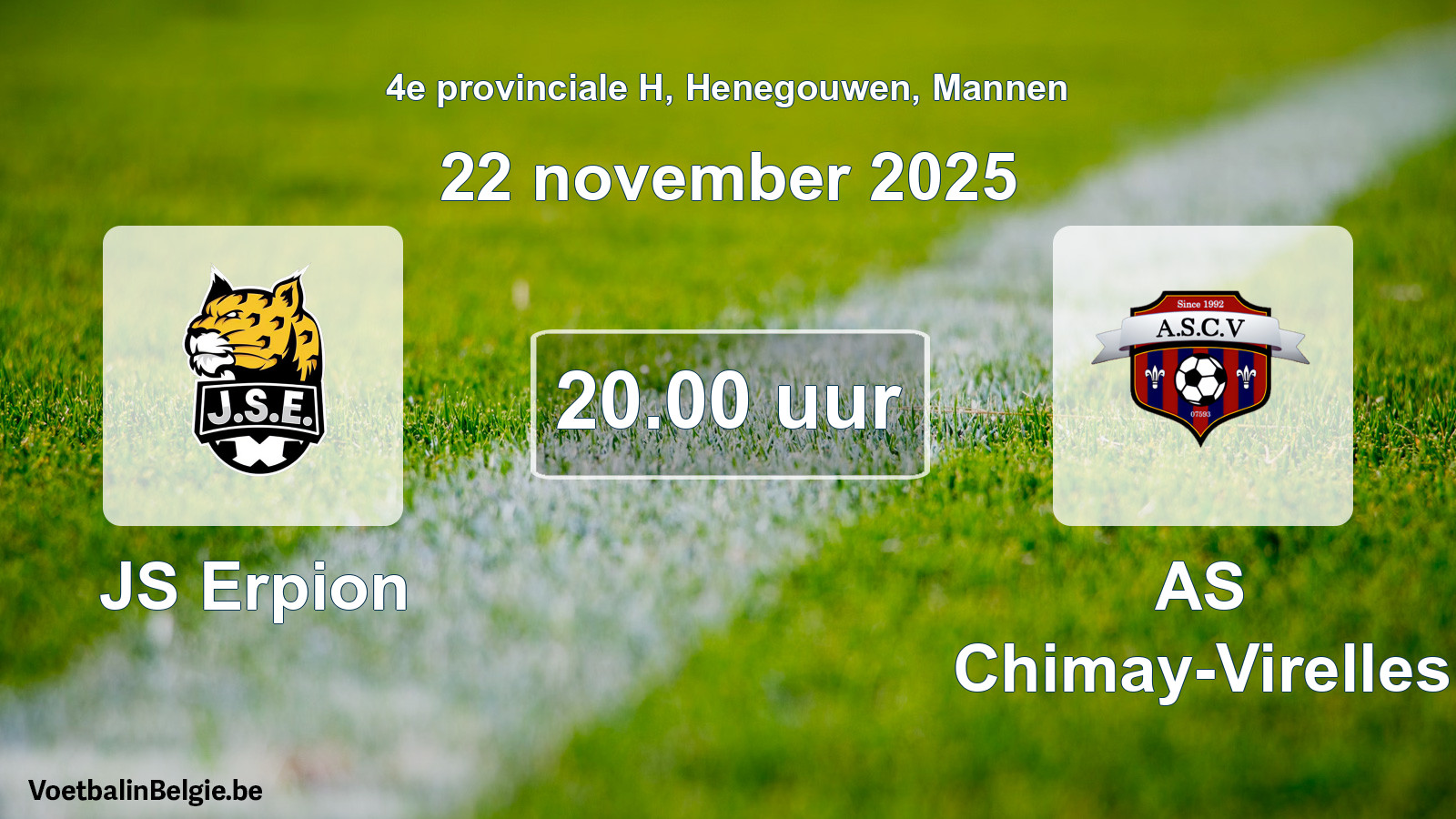 Scheduled match men football: JS Erpion - AS Chimay-Virelles (22 November 2025)