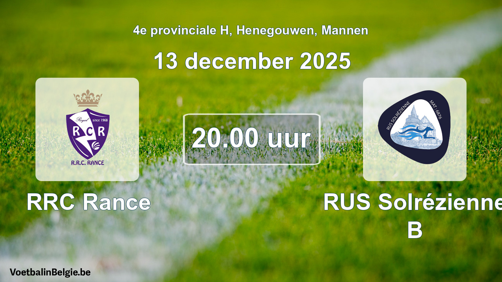 Geplantes Spiel männer-Fußball: RRC Rance - RUS Solrézienne B (13 Dezember 2025)