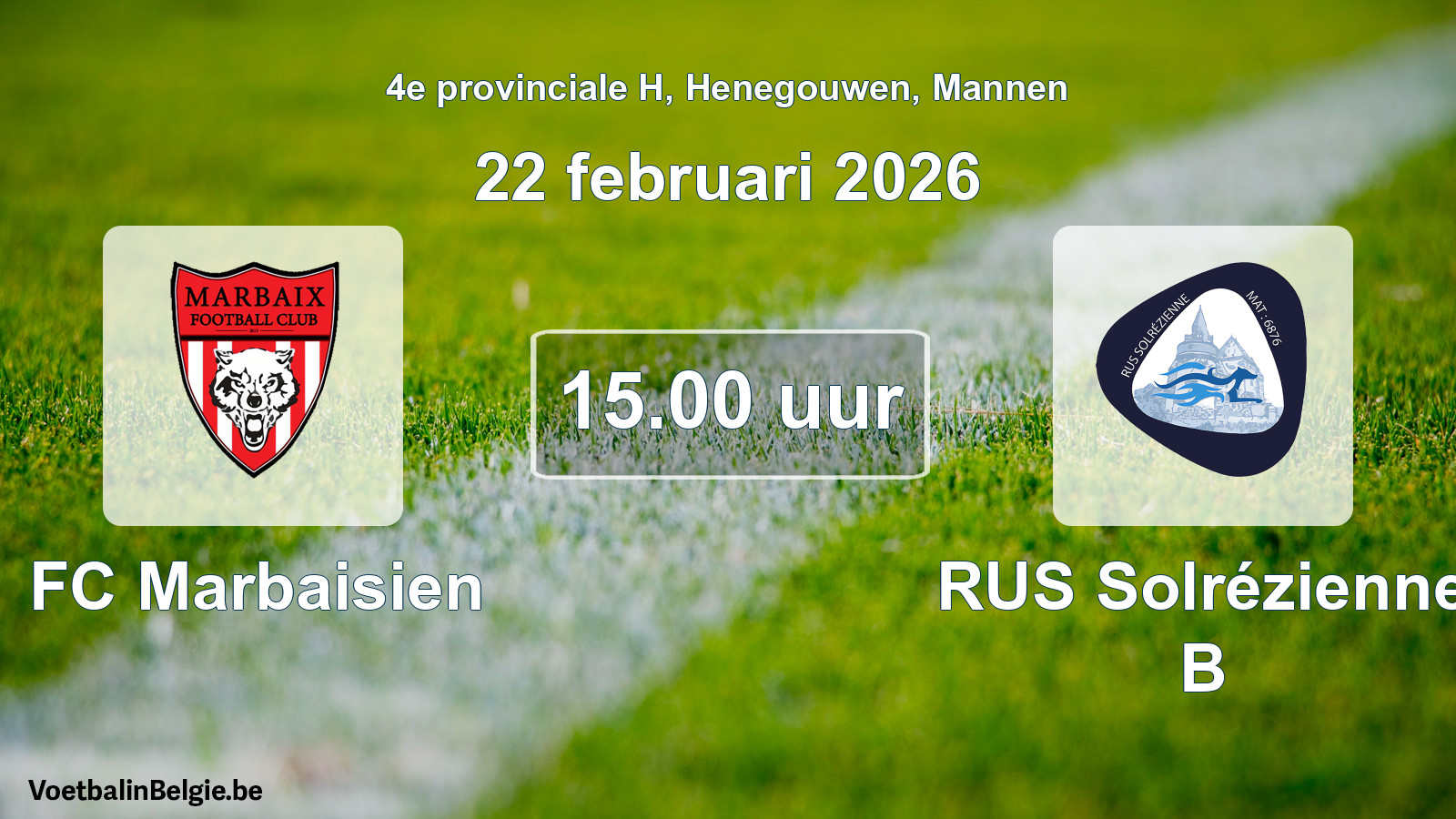 Scheduled match men football: FC Marbaisien - RUS Solrézienne B (22 February 2026)