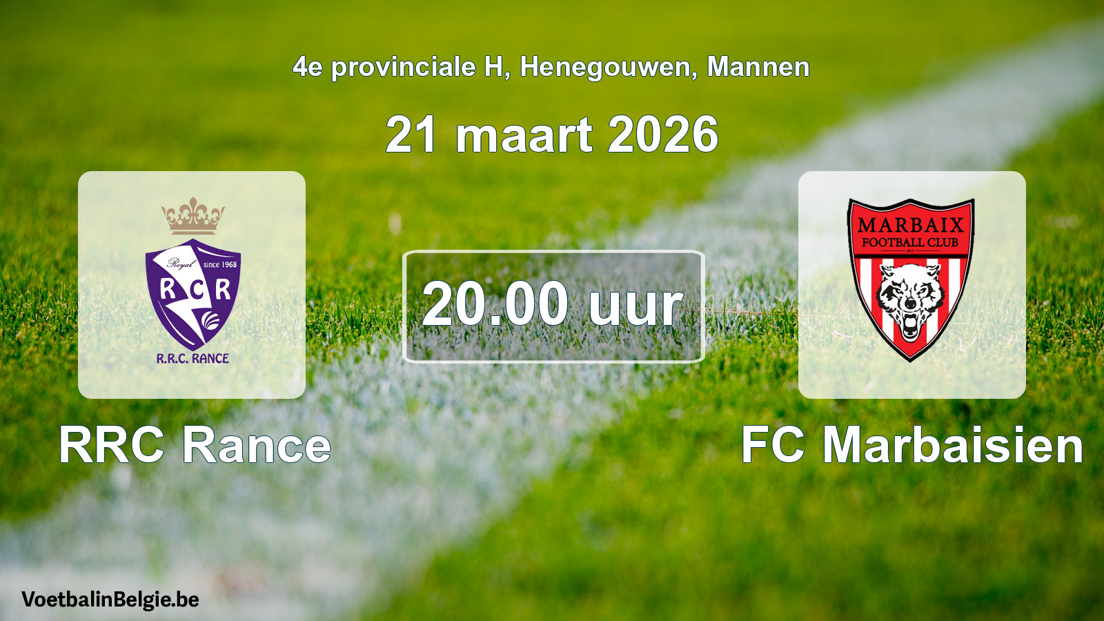 Scheduled match men football: RRC Rance - FC Marbaisien (21 March 2026)