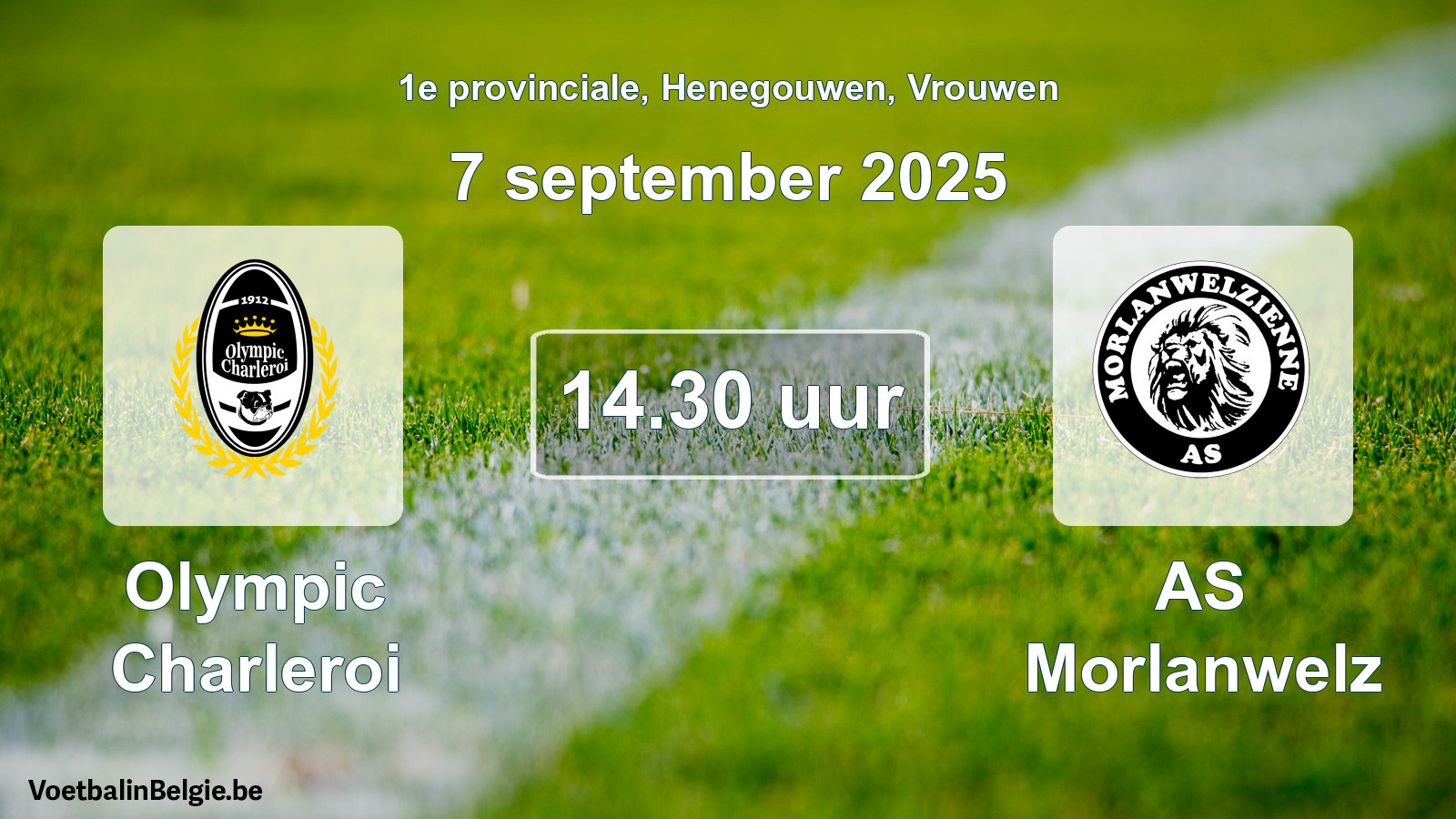 Scheduled match women football: Olympic Charleroi - AS Morlanwelz (7 September 2025)