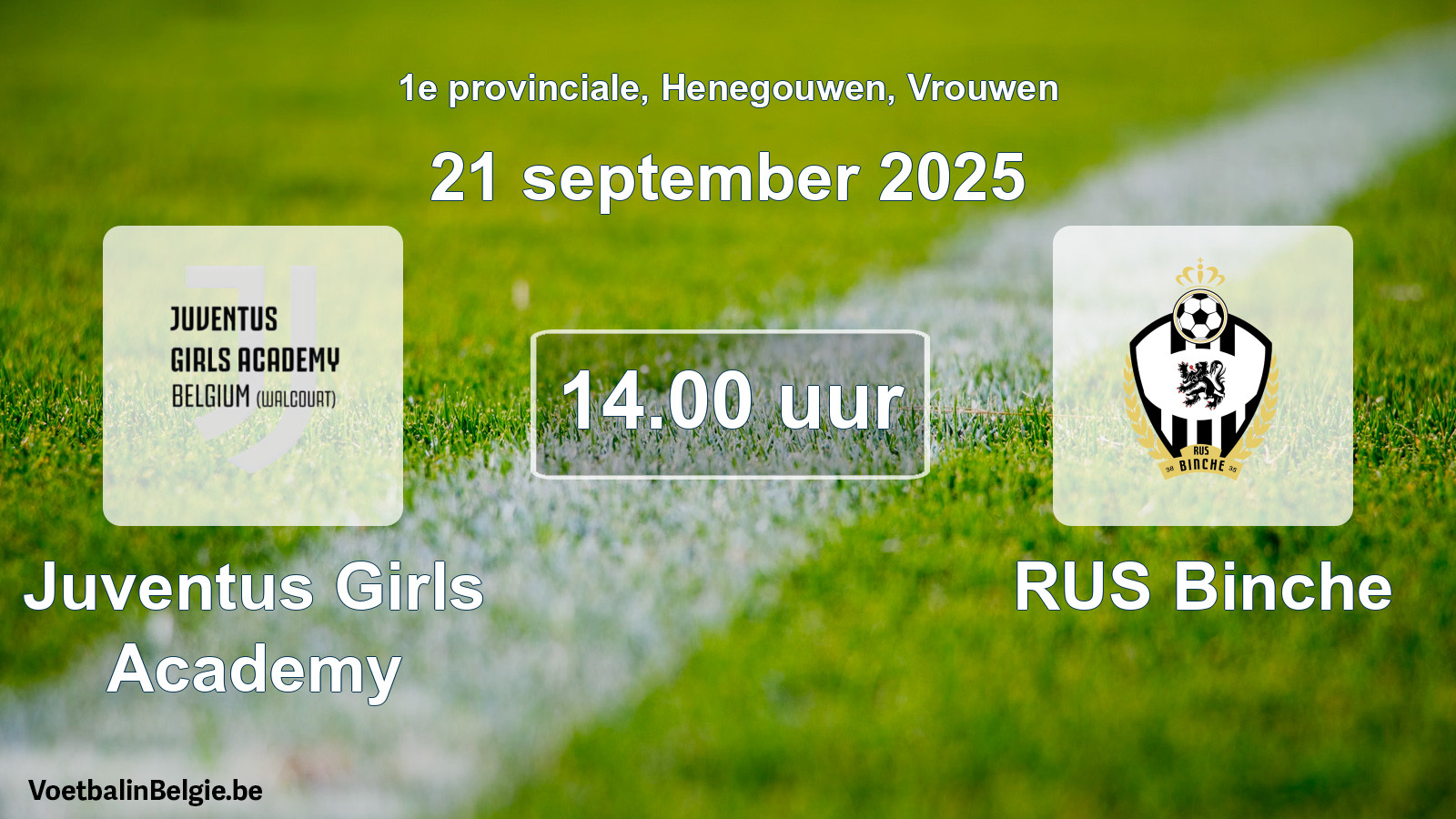 Geplande wedstrijd vrouwenvoetbal: Juventus Girls Academy - RUS Binche (21 september 2025)
