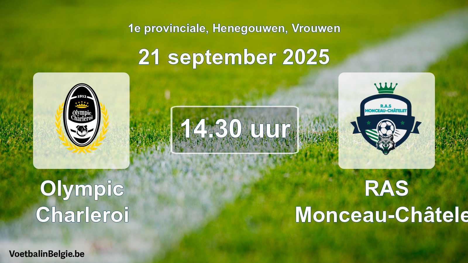 Scheduled match women football: Olympic Charleroi - RAS Monceau-Châtelet (21 September 2025)
