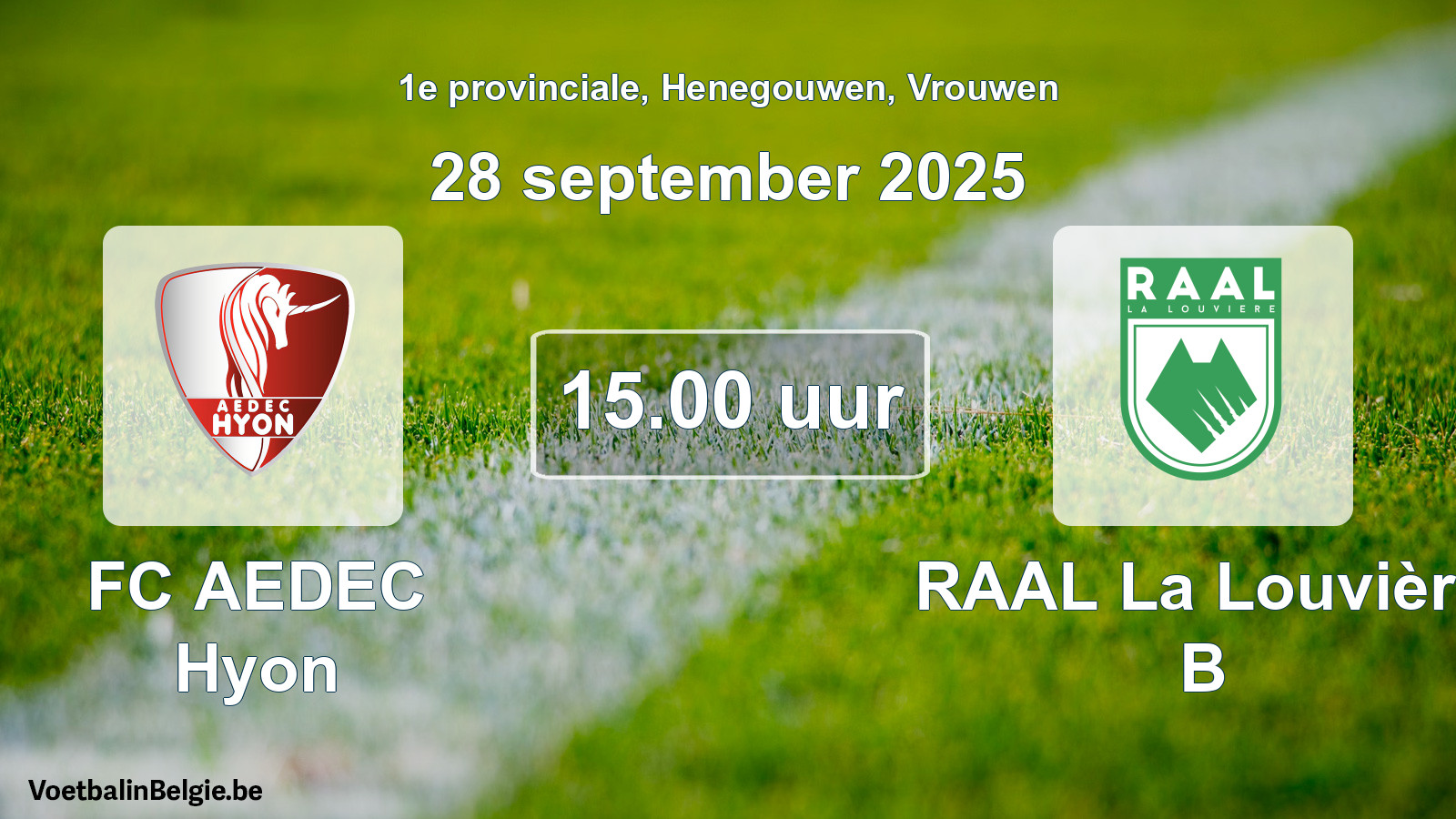 Scheduled match women football: FC AEDEC Hyon - RAAL La Louvière B (28 September 2025)