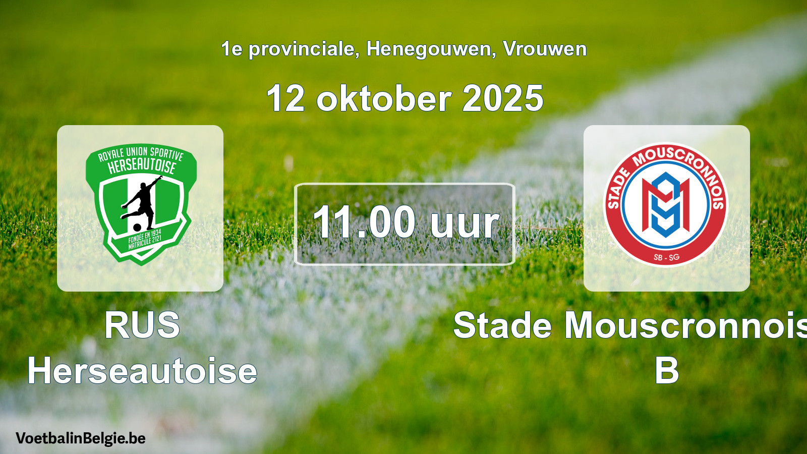 Geplande wedstrijd vrouwenvoetbal: RUS Herseautoise - Stade Mouscronnois SG B (12 oktober 2025)