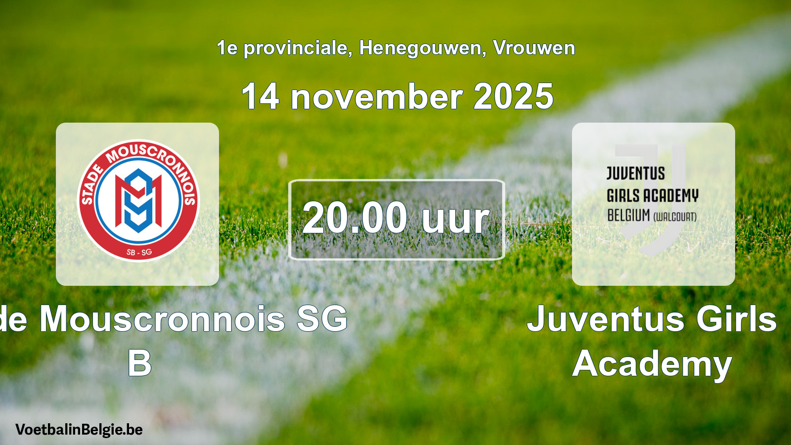 Scheduled match women football: Stade Mouscronnois SG B - Juventus Girls Academy (14 November 2025)