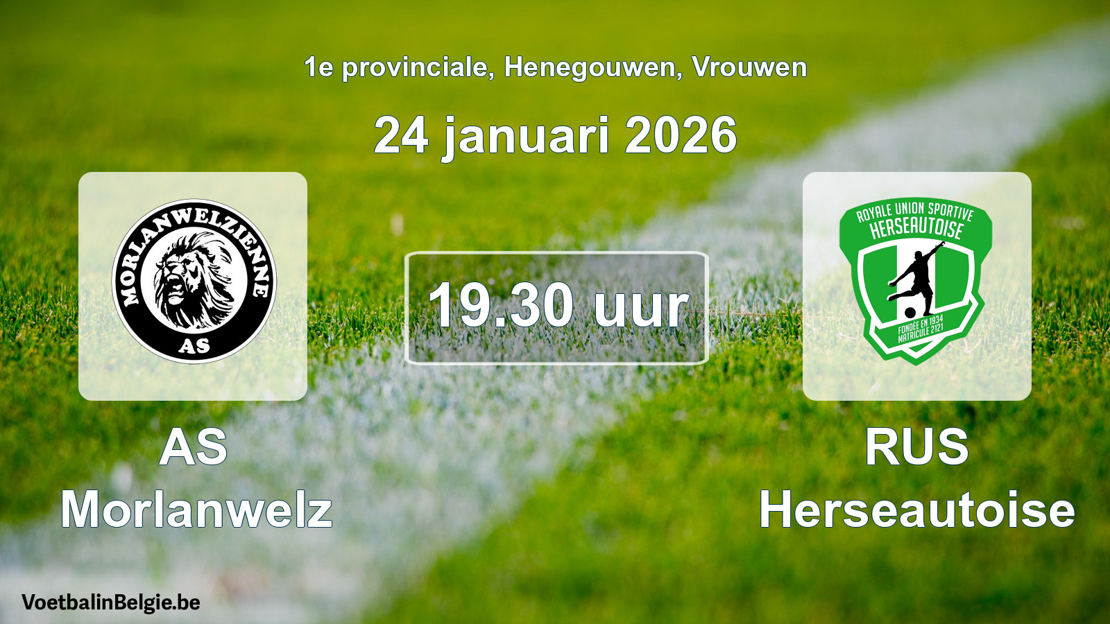 Match prévu football femmes: AS Morlanwelz - RUS Herseautoise (24 janvier 2026)