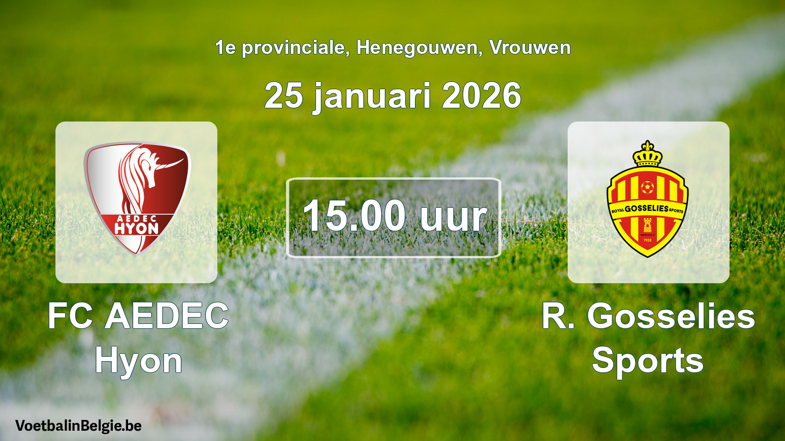 Scheduled match women football: FC AEDEC Hyon - R. Gosselies Sports (25 January 2026)