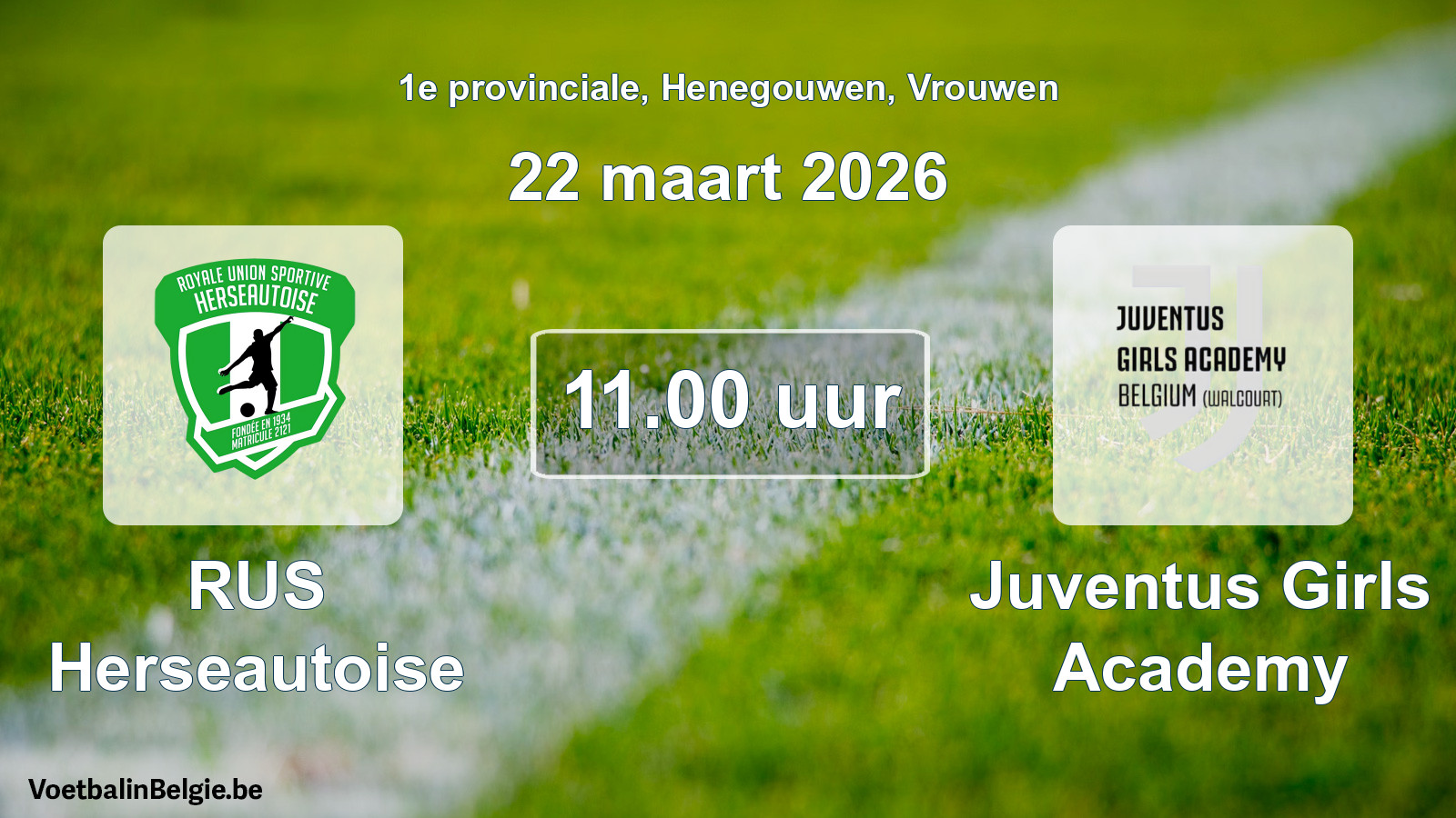 Geplande wedstrijd vrouwenvoetbal: RUS Herseautoise - Juventus Girls Academy (22 maart 2026)