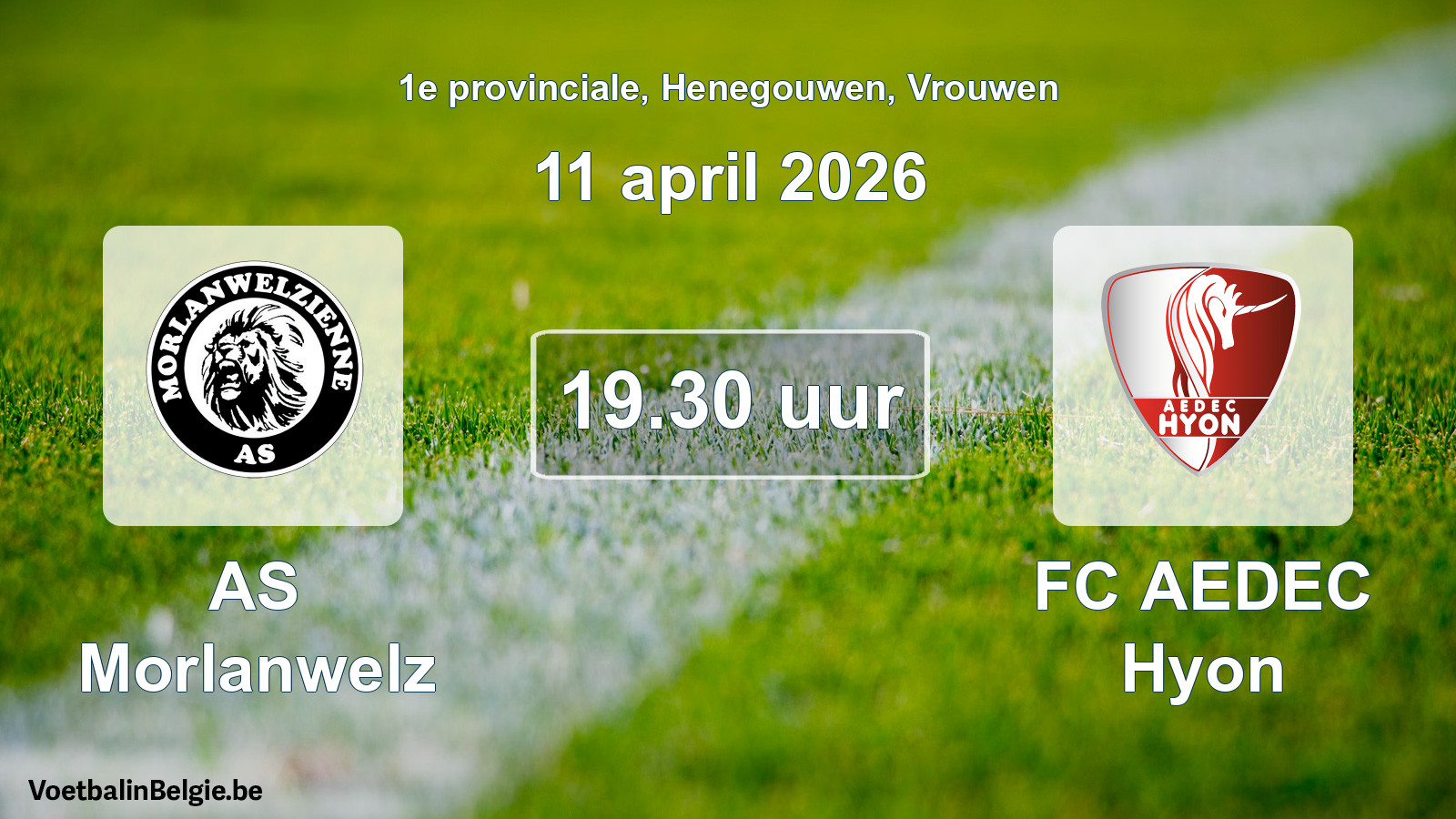 Scheduled match women football: AS Morlanwelz - FC AEDEC Hyon (11 April 2026)
