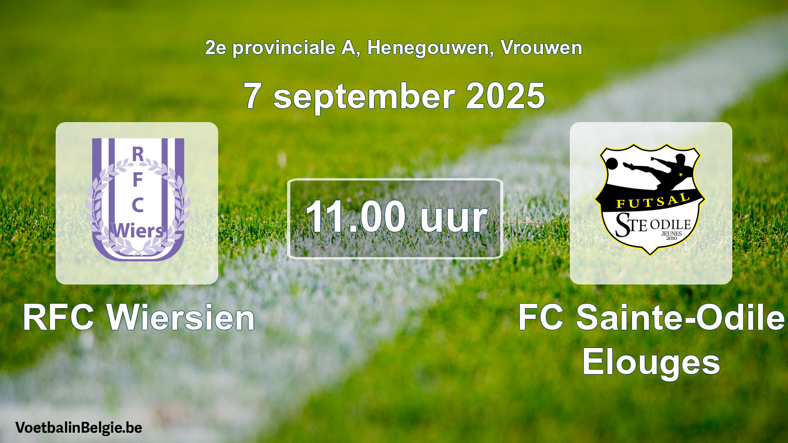 Geplande wedstrijd vrouwenvoetbal: RFC Wiersien - FC Sainte-Odile Elouges (7 september 2025)