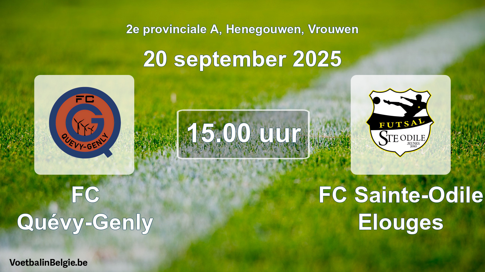 Scheduled match women football: FC Quévy-Genly - FC Sainte-Odile Elouges (20 September 2025)