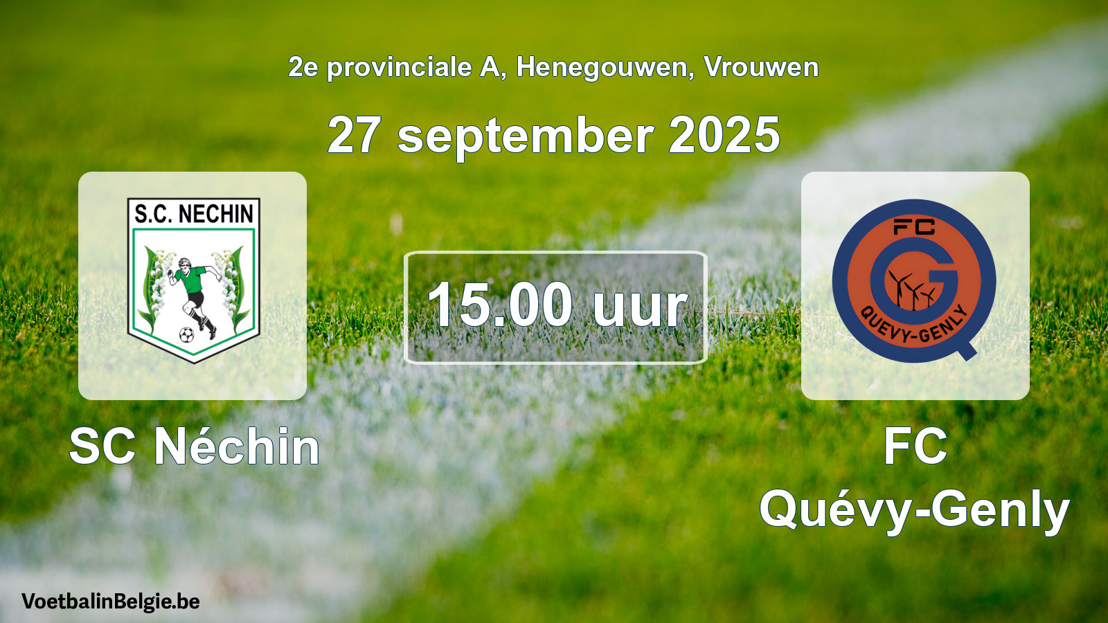 Scheduled match women football: SC Néchin - FC Quévy-Genly (27 September 2025)