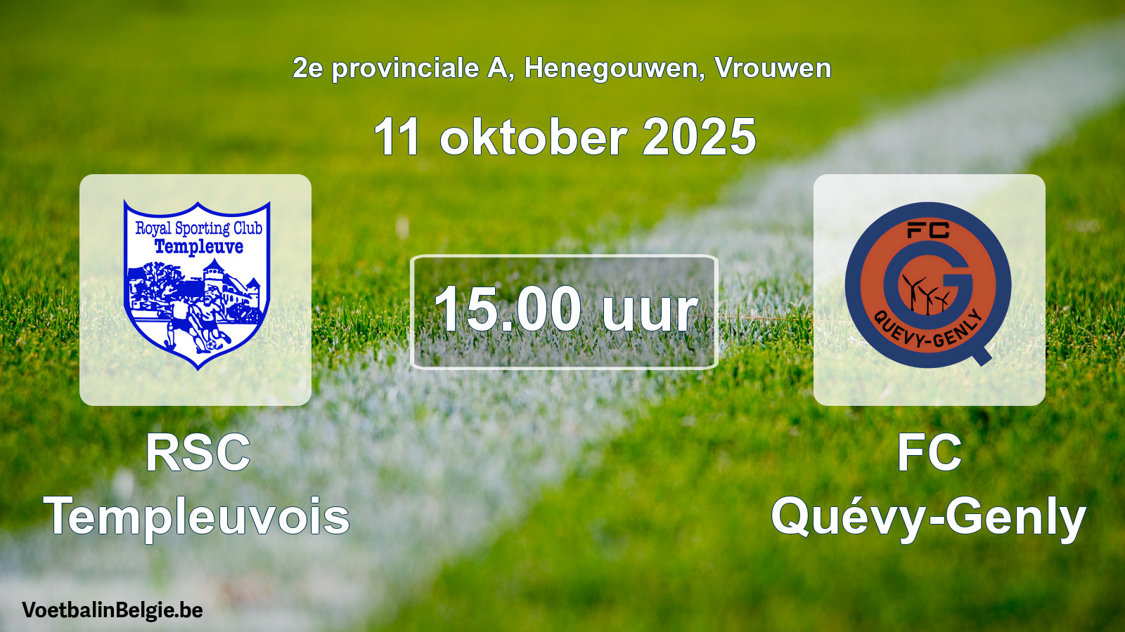 Scheduled match women football: RSC Templeuvois - FC Quévy-Genly (11 October 2025)