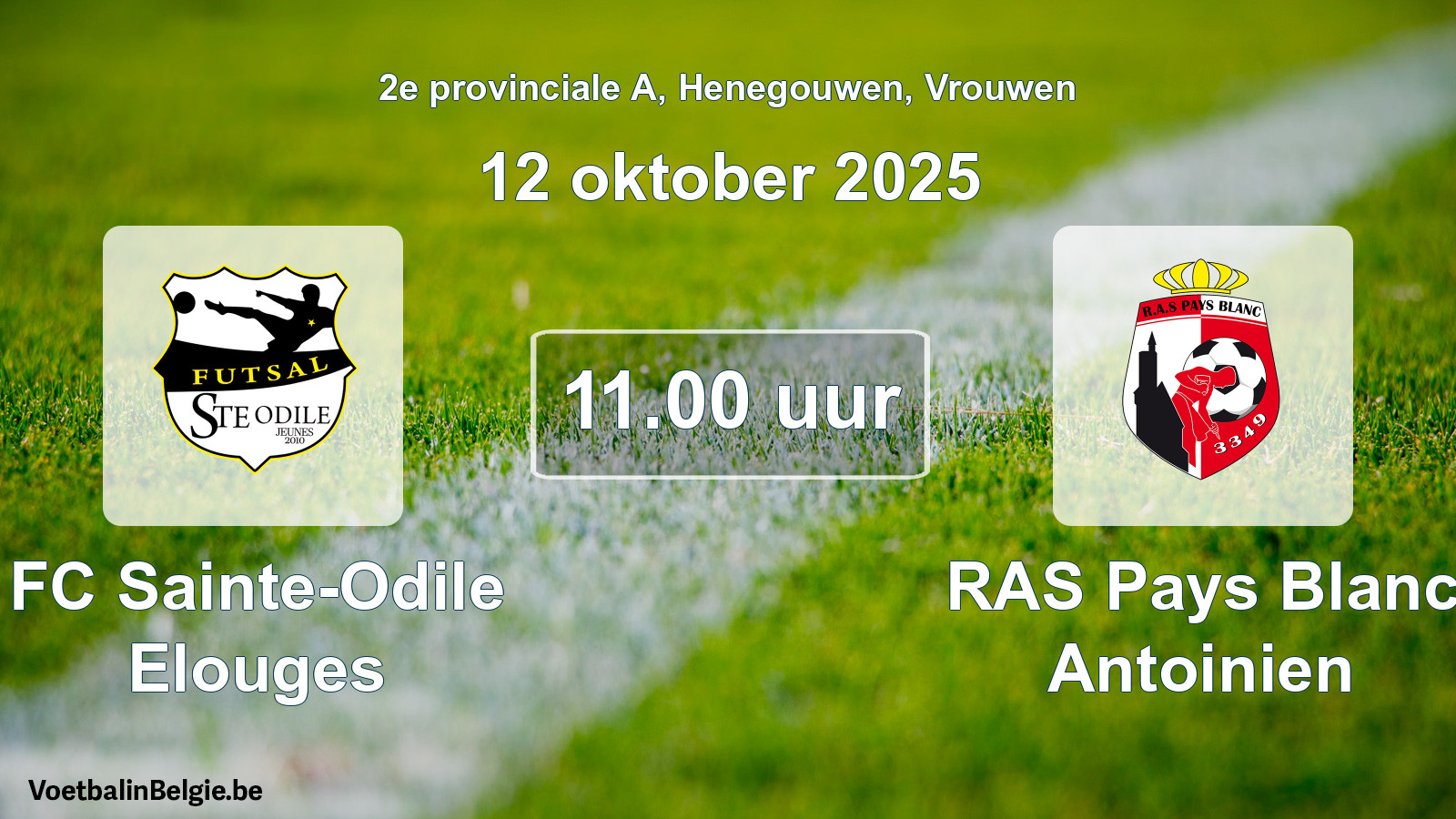 Geplande wedstrijd vrouwenvoetbal: FC Sainte-Odile Elouges - RAS Pays Blanc Antoinien (12 oktober 2025)