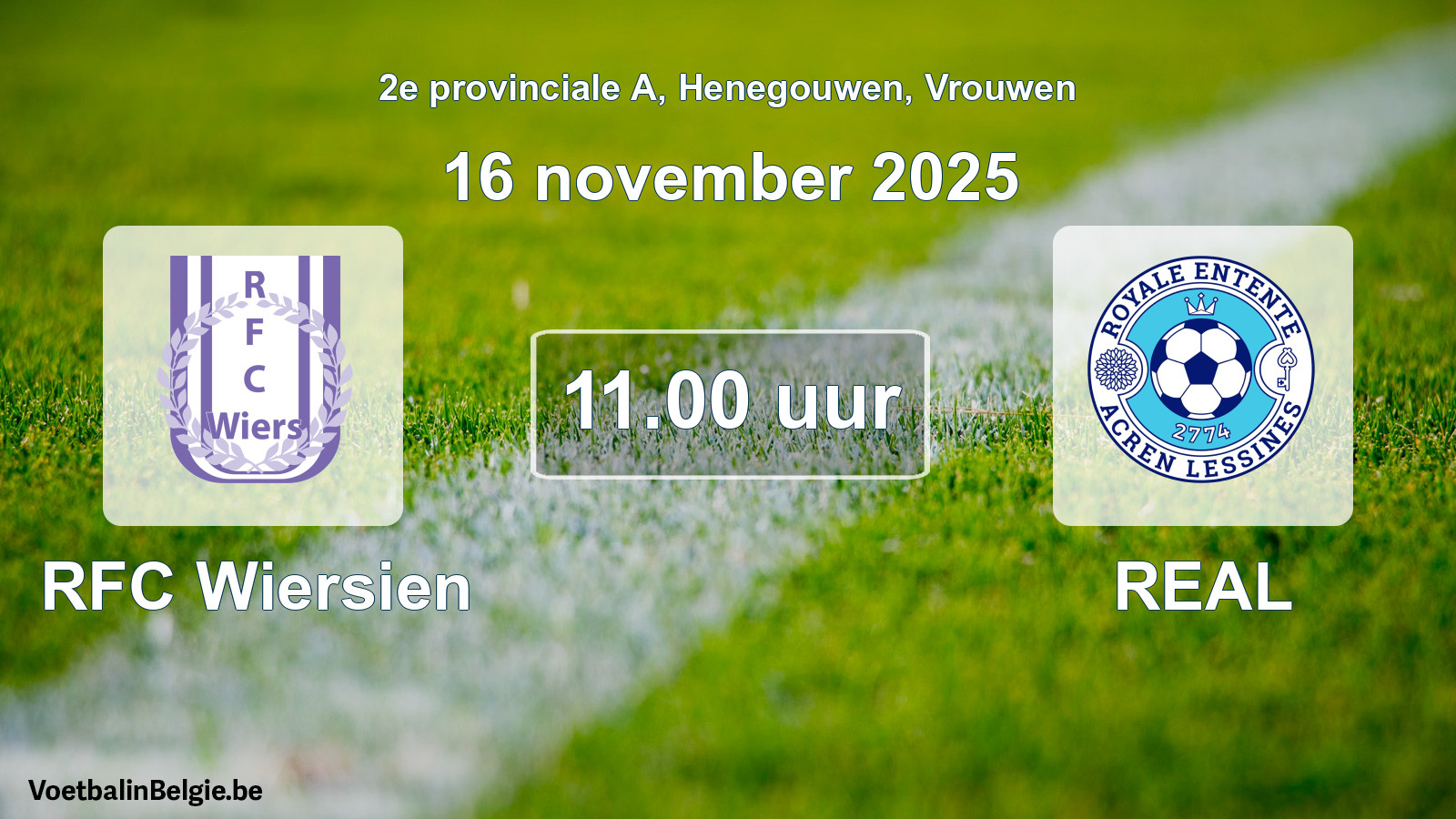 Scheduled match women football: RFC Wiersien - REAL (16 November 2025)