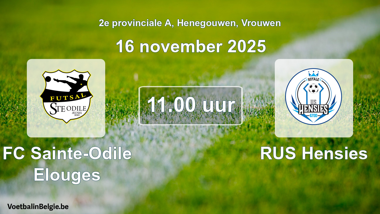 Scheduled match women football: FC Sainte-Odile Elouges - RUS Hensies (16 November 2025)