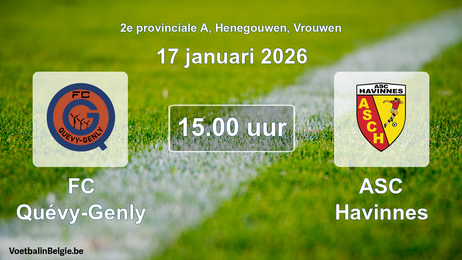 Scheduled match women football: FC Quévy-Genly - ASC Havinnes (17 January 2026)