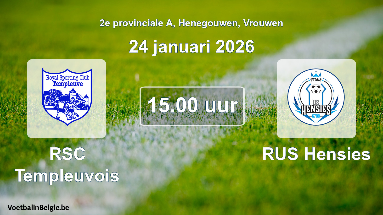 Scheduled match women football: RSC Templeuvois - RUS Hensies (24 January 2026)