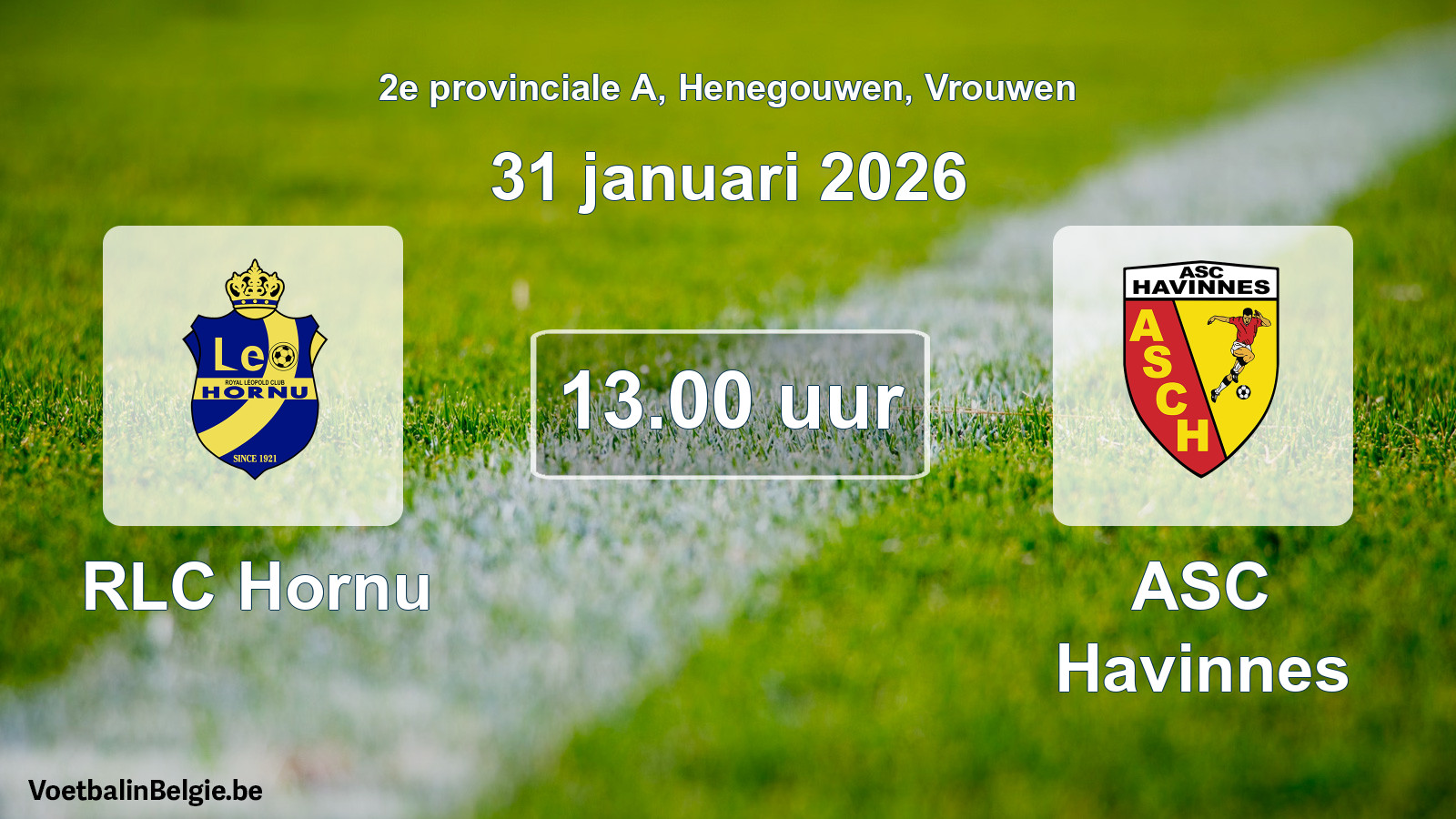 Scheduled match women football: RLC Hornu - ASC Havinnes (31 January 2026)