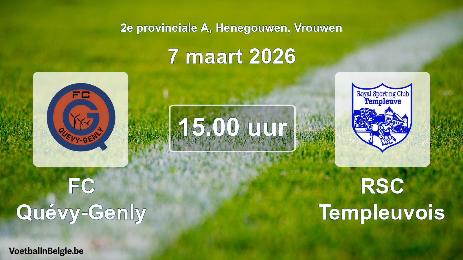 Scheduled match women football: FC Quévy-Genly - RSC Templeuvois (7 March 2026)