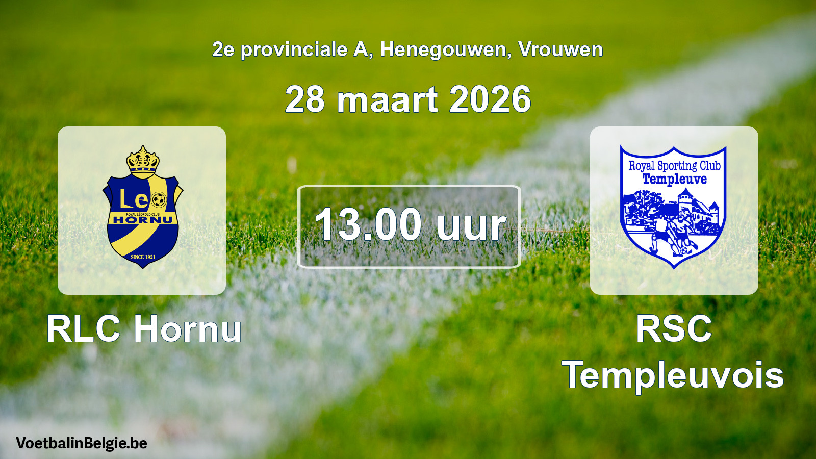 Geplantes Spiel frauen-Fußball: RLC Hornu - RSC Templeuvois (28 März 2026)