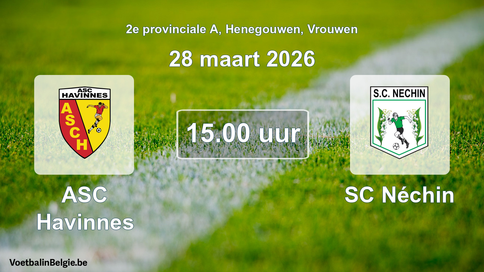 Scheduled match women football: ASC Havinnes - SC Néchin (28 March 2026)